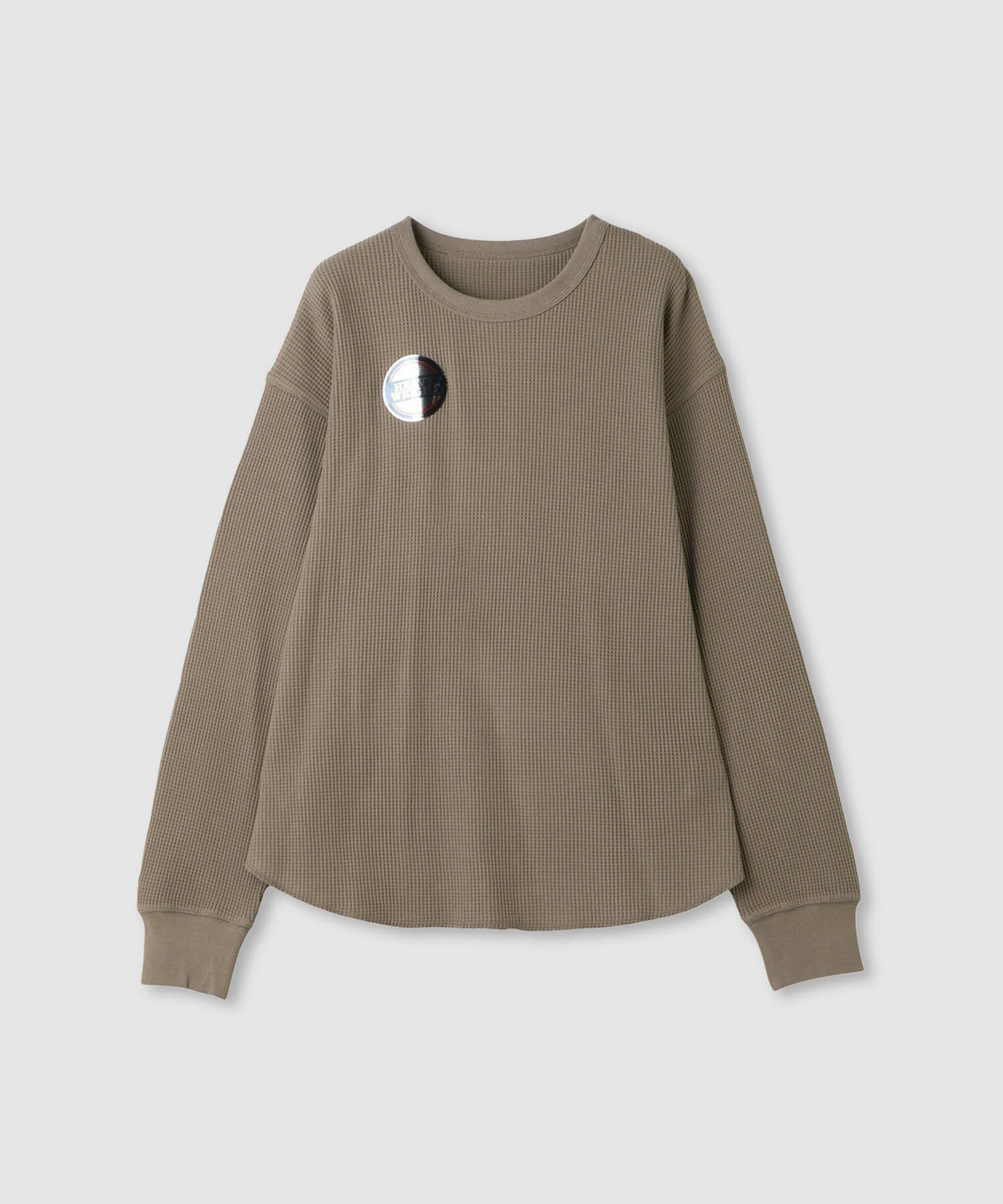 nAvy リラックスフィット ワッフルクルーネック長袖Tシャツ レディース