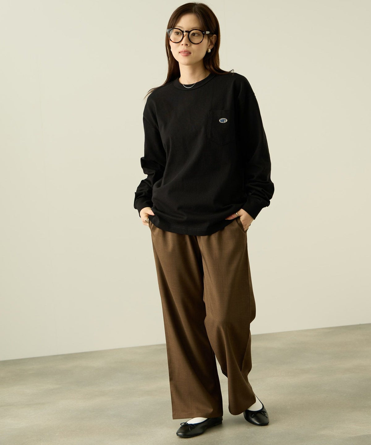 nAvy リラックスフィット ヘビーウェイト長袖Tシャツ レディース メール便 対応商品