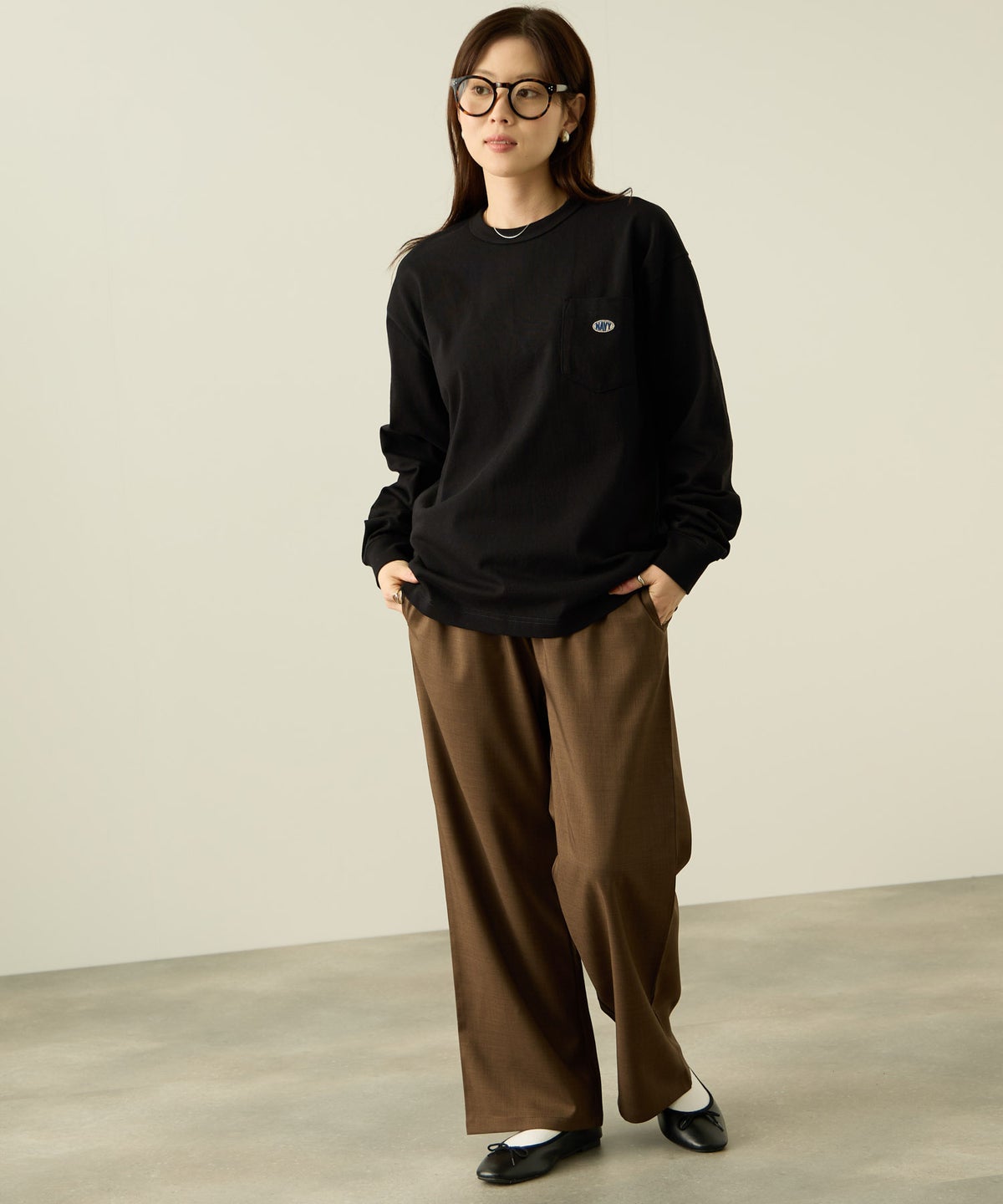 nAvy リラックスフィット ヘビーウェイト長袖Tシャツ レディース メール便 対応商品