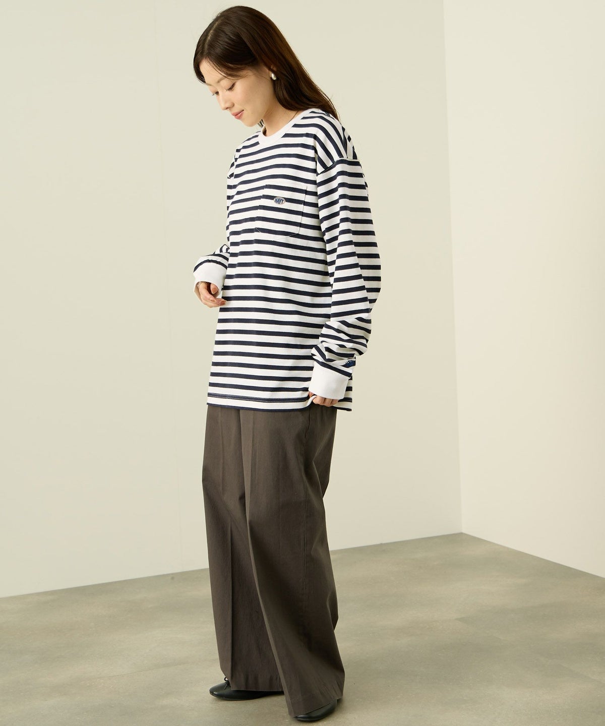 nAvy リラックスフィット ヘビーウェイト長袖Tシャツ レディース メール便 対応商品