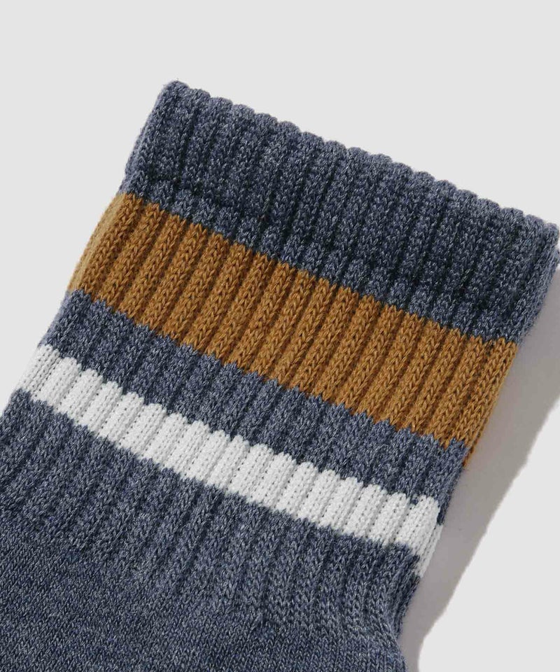 NAVY MAC HEAT クォーターソックス ライン柄 2足組 メンズ商品画像-3