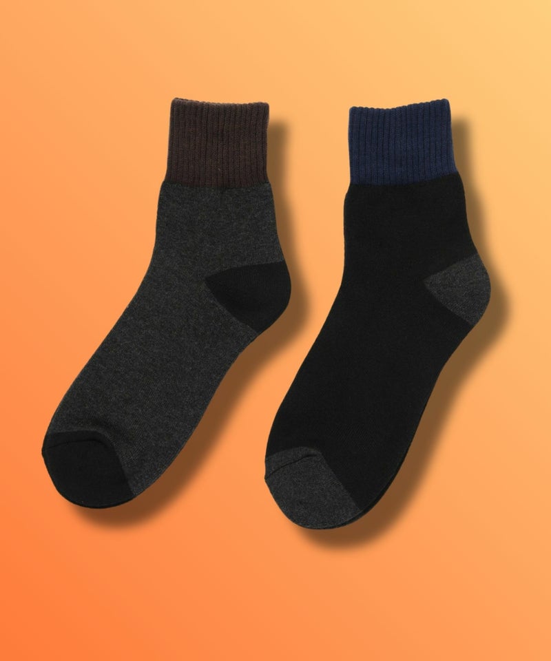 NAVY  MAC HEAT クォーターソックス 切替デザイン 2足組 メンズ商品画像-1