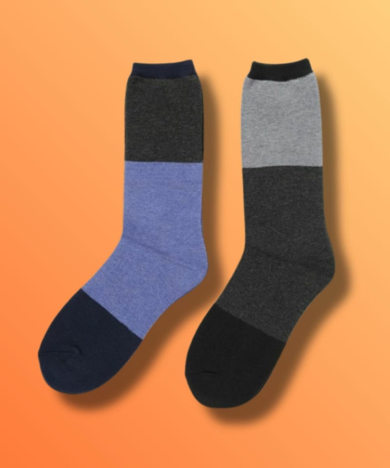 NAVY  MAC HEAT クルーソックス 切替デザイン 2足組 メンズ商品画像-2