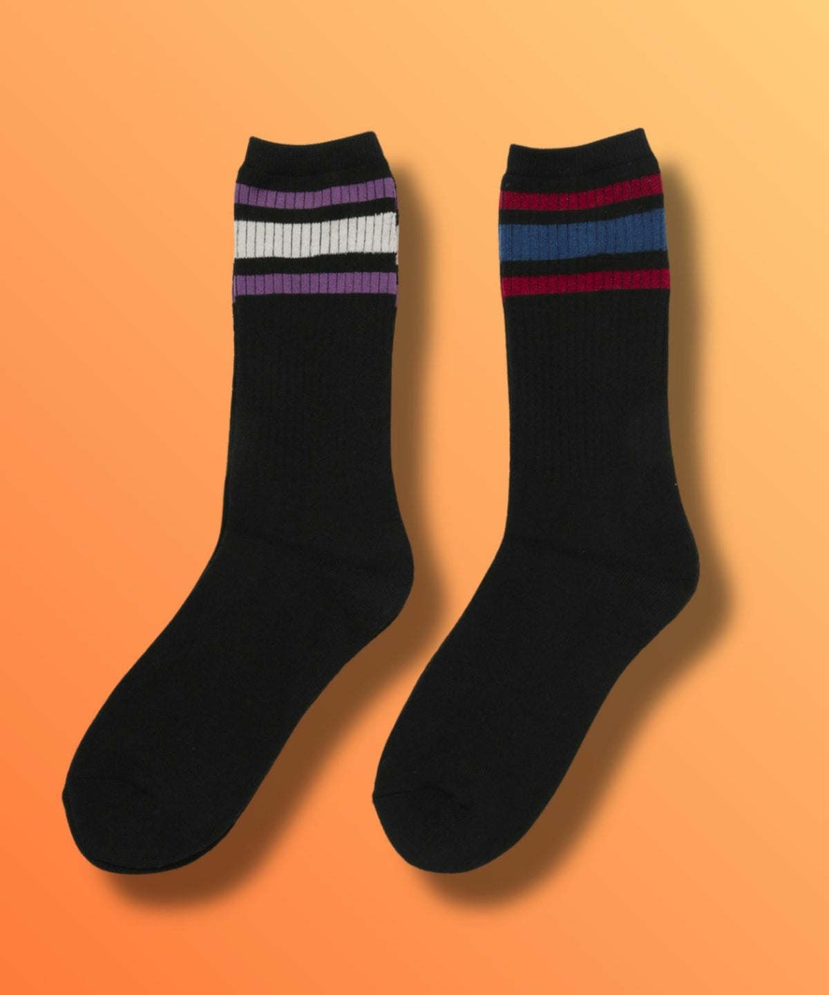 NAVY MAC HEAT クルーソックス ライン柄 メンズ