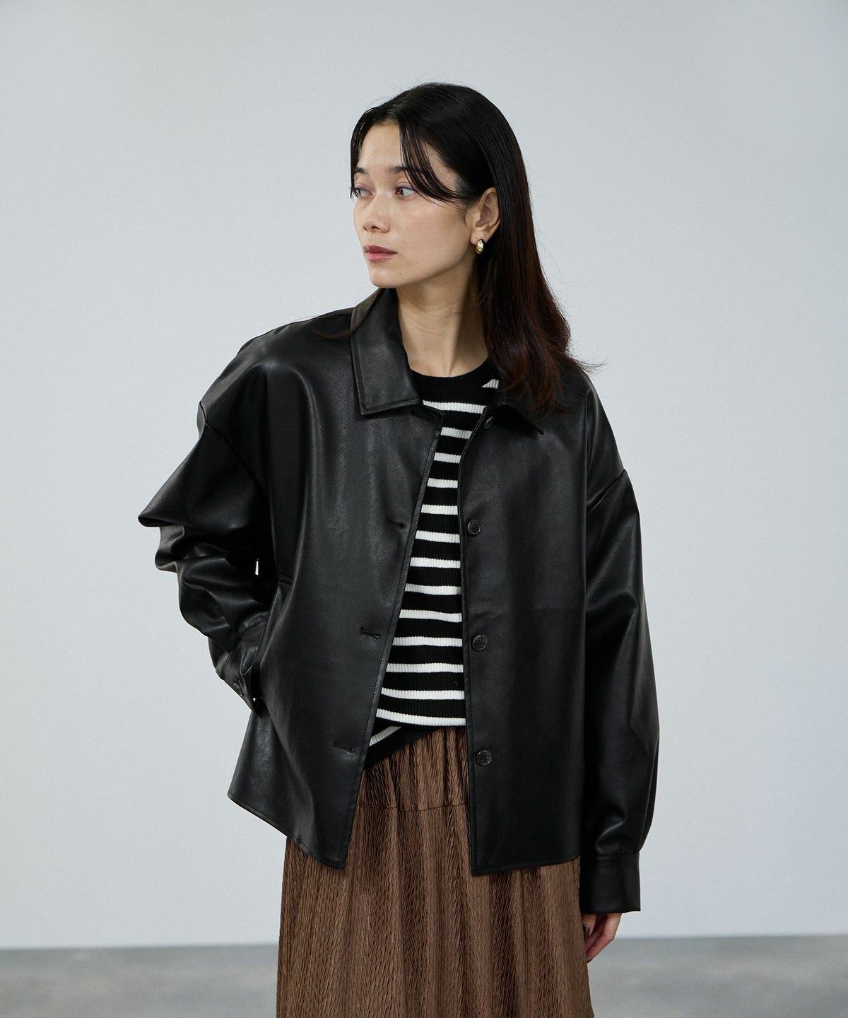 milli de l'air ソフト合皮ブルゾン レディース