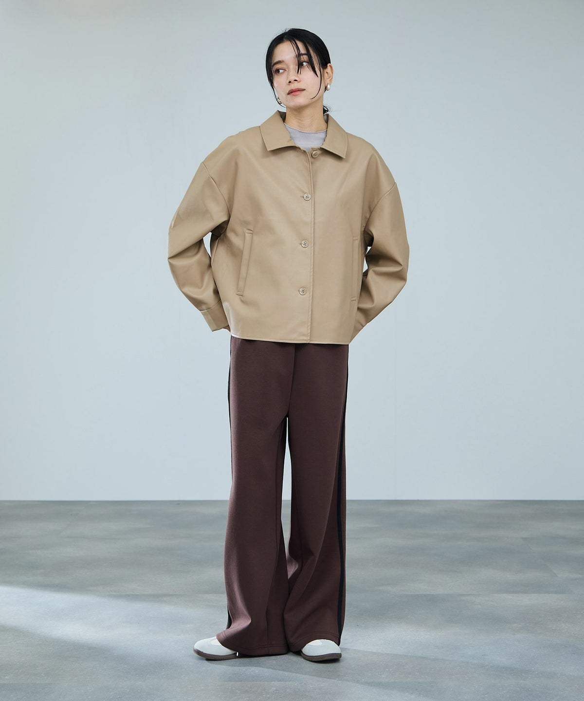 milli de l'air ソフト合皮ブルゾン レディース