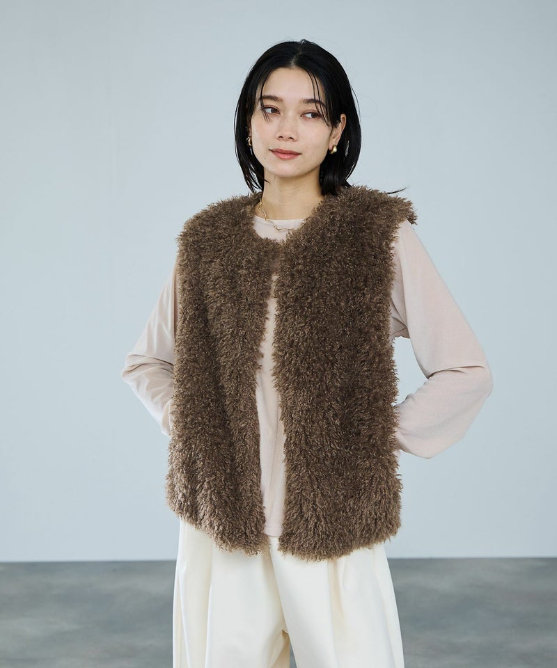 milli de l'air リンクルフェイクファーベスト レディース商品画像-4