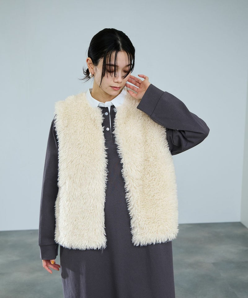 milli de l'air リンクルフェイクファーベスト レディース商品画像-7