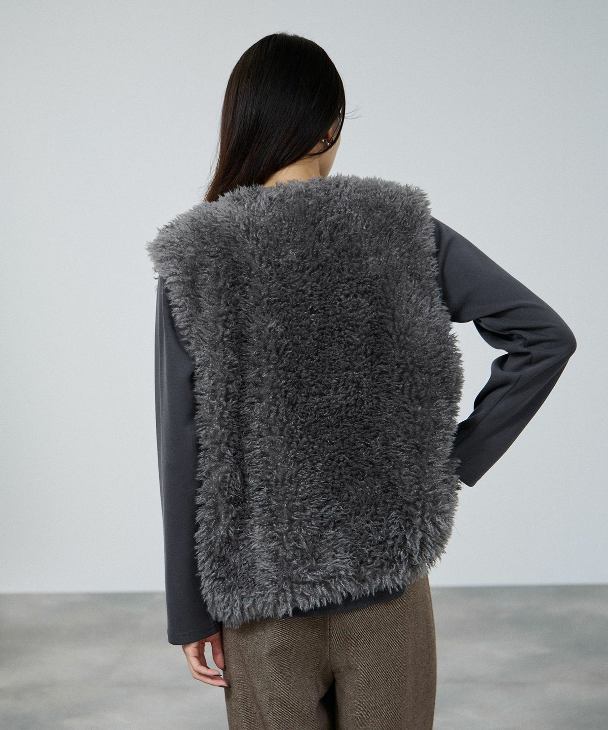 milli de l'air リンクルフェイクファーベスト レディース