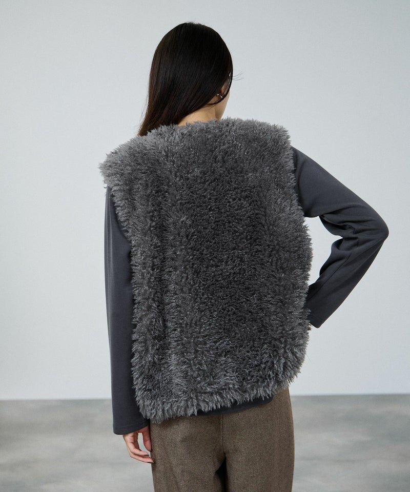 milli de l'air リンクルフェイクファーベスト レディース商品画像-11