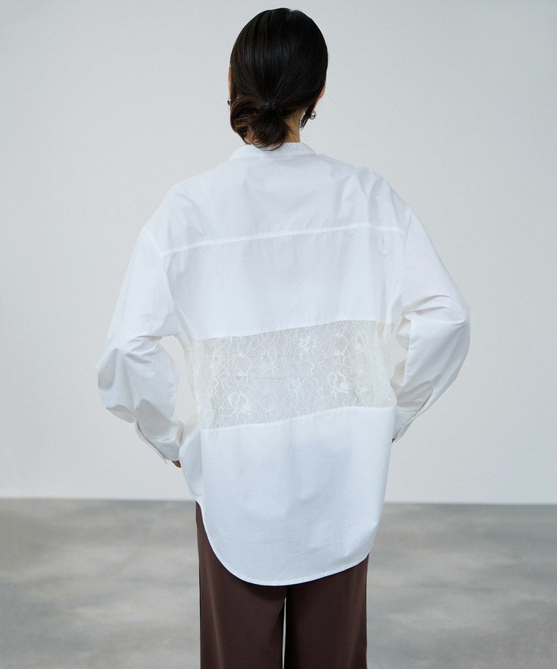 milli de l'air レースブロッキングバンドカラーシャツ レディース商品画像-8