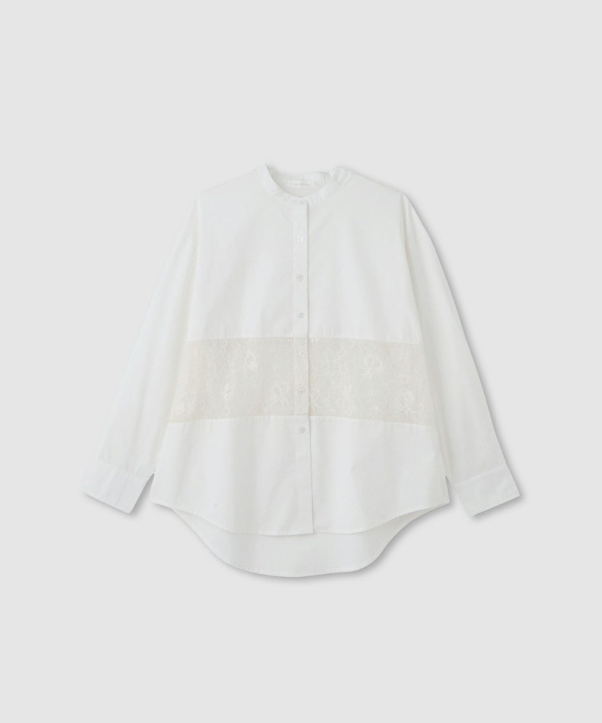 milli de l'air レースブロッキングバンドカラーシャツ レディース