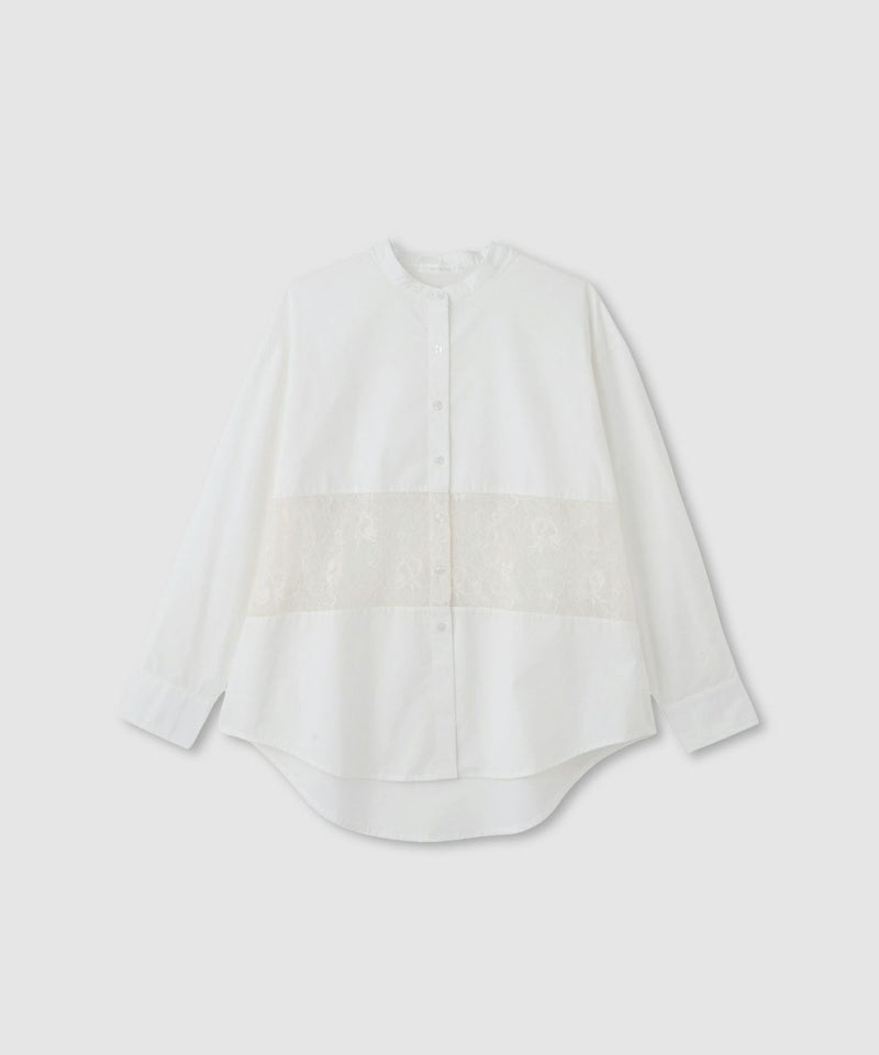 milli de l'air レースブロッキングバンドカラーシャツ レディース商品画像-13