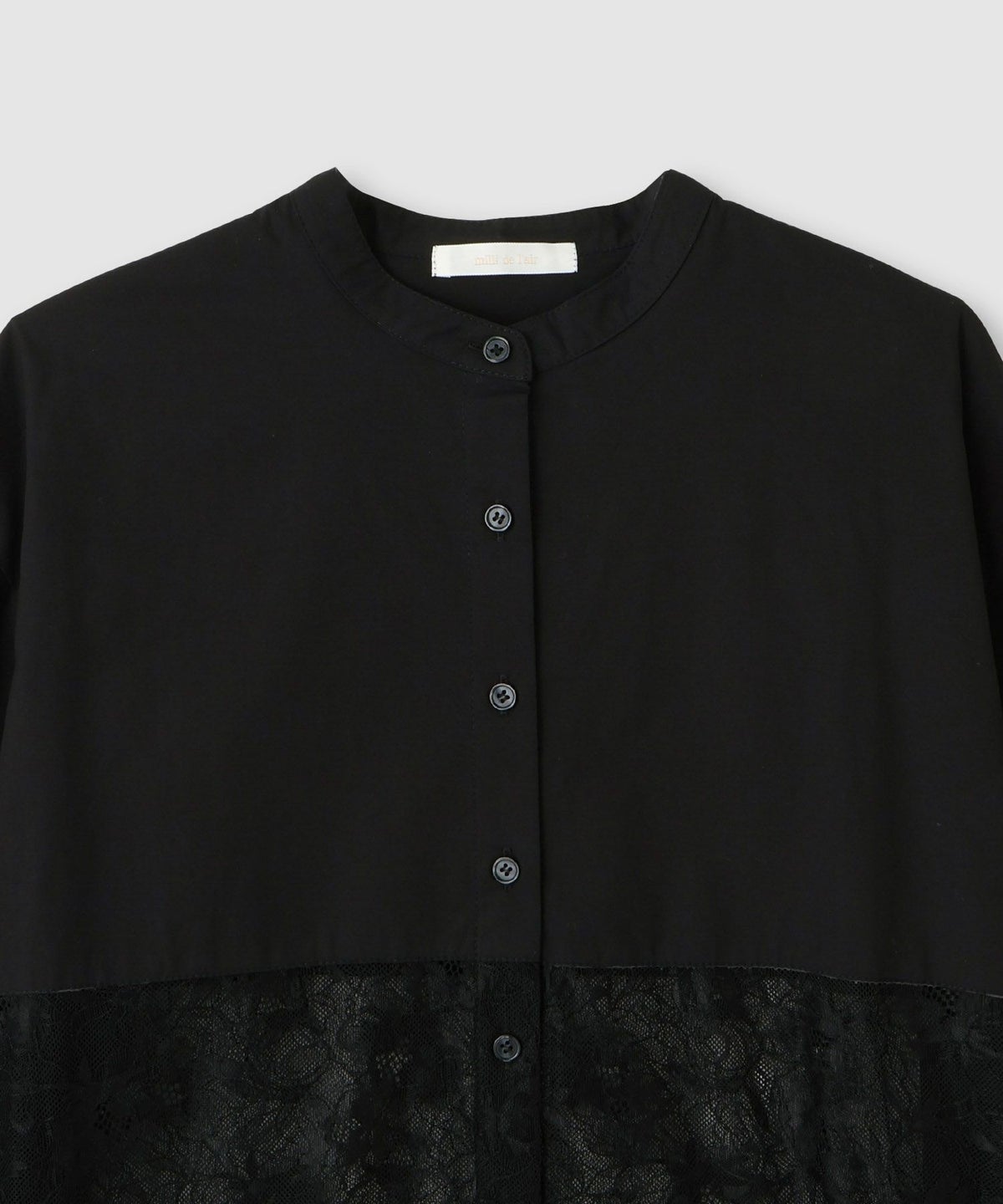 milli de l'air レースブロッキングバンドカラーシャツ レディース