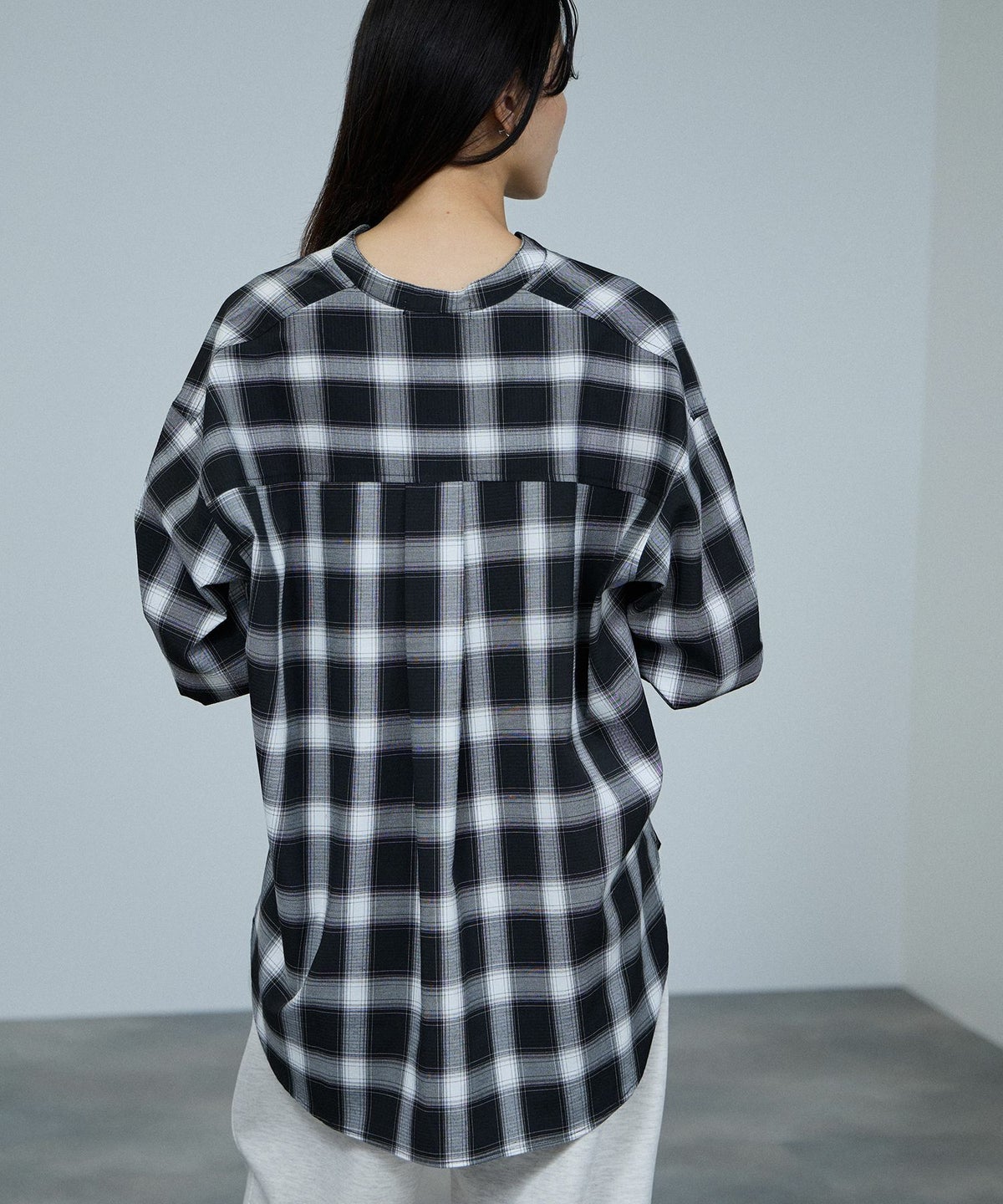 milli de l'air キーネックチェックブラウス レディース