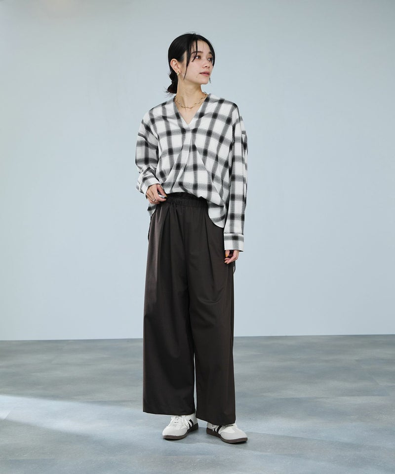 milli de l'air キーネックチェックブラウス レディース商品画像-11