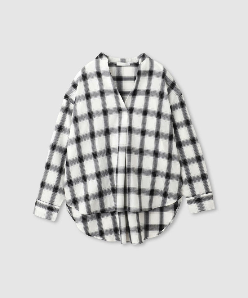 milli de l'air キーネックチェックブラウス レディース商品画像-13