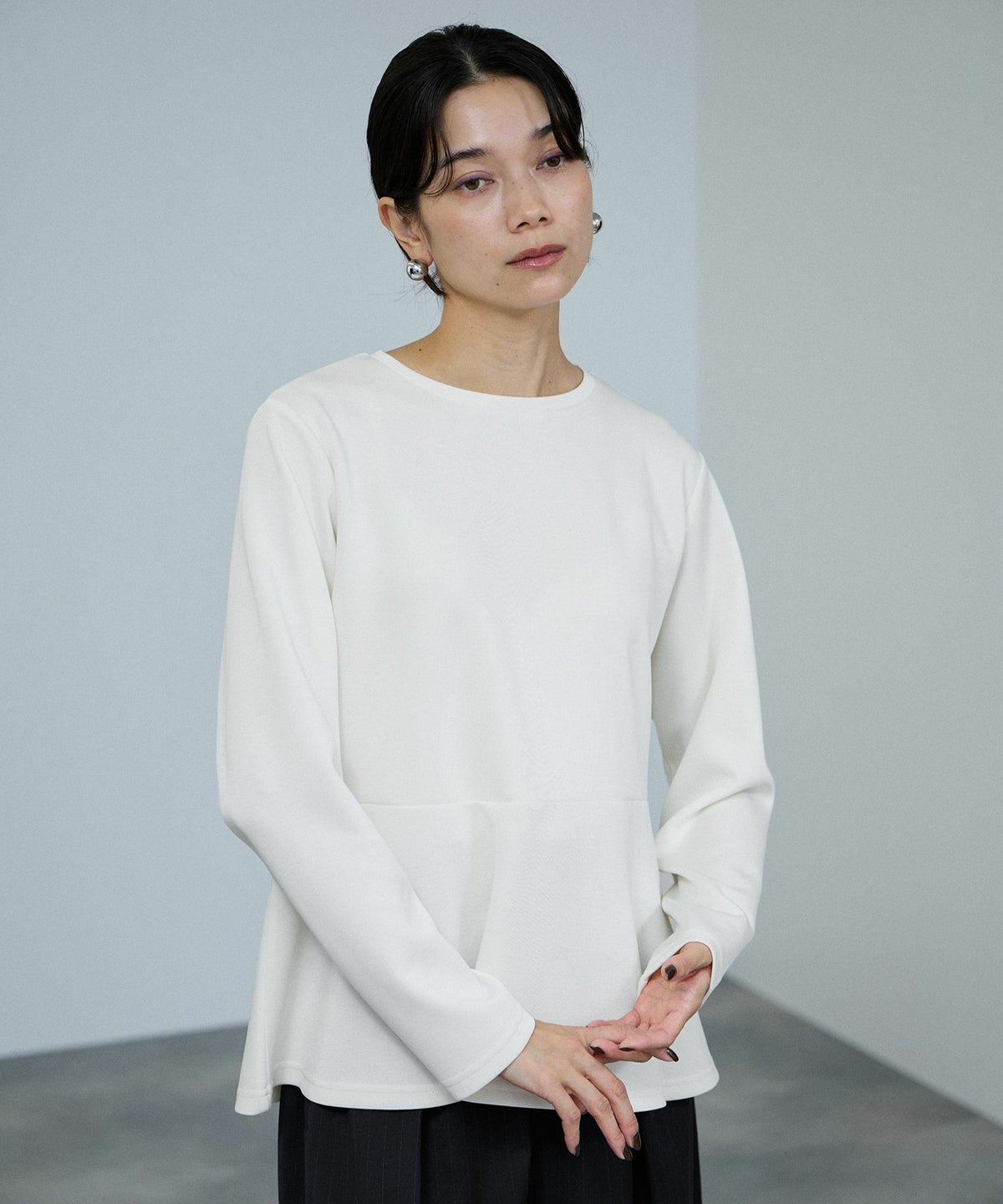 milli de l'air ピーチスムースペプラムカットソー レディース メール便 対応商品