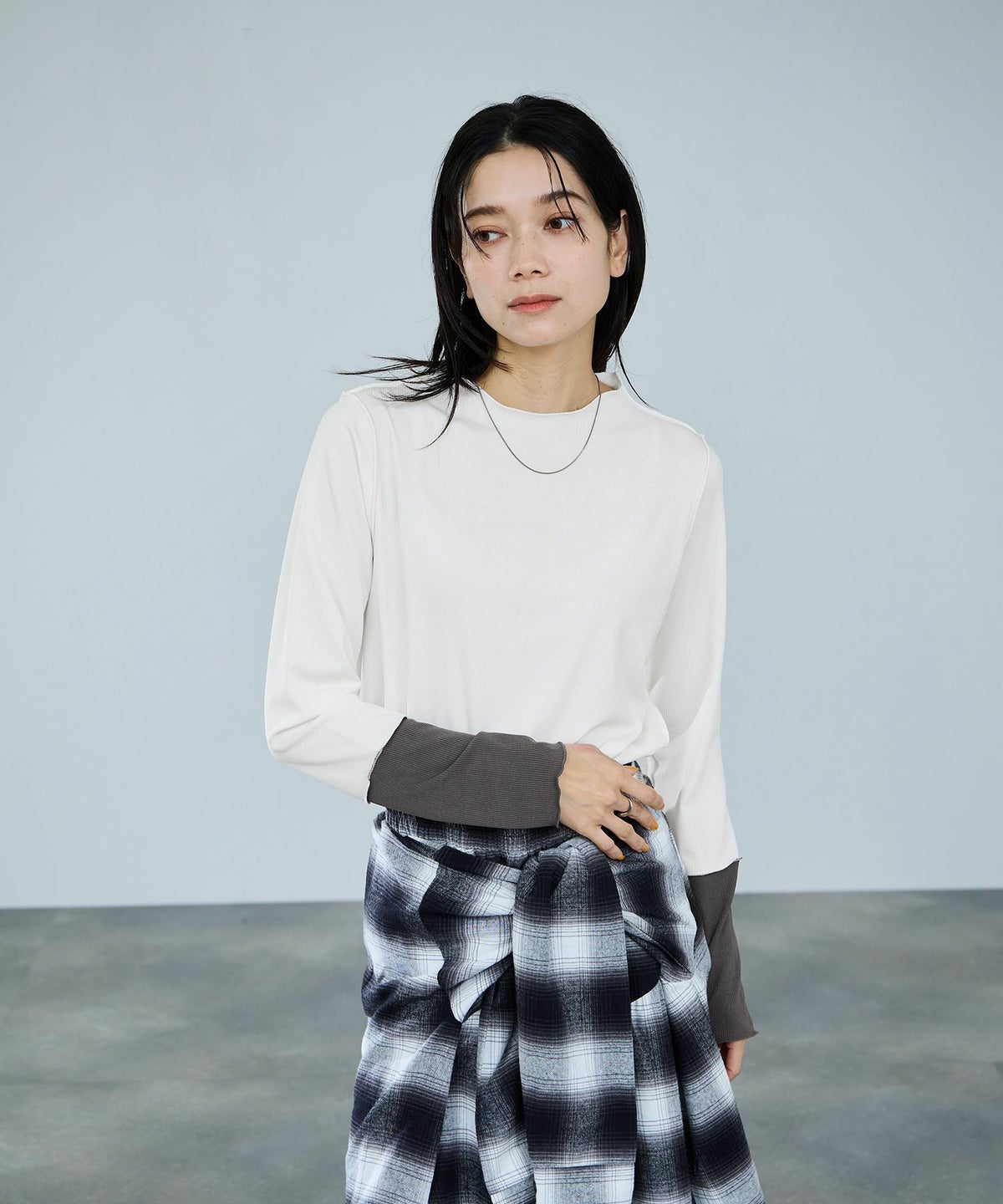 milli de l'air 配色カフプリーツカットソー レディース メール便 対応商品