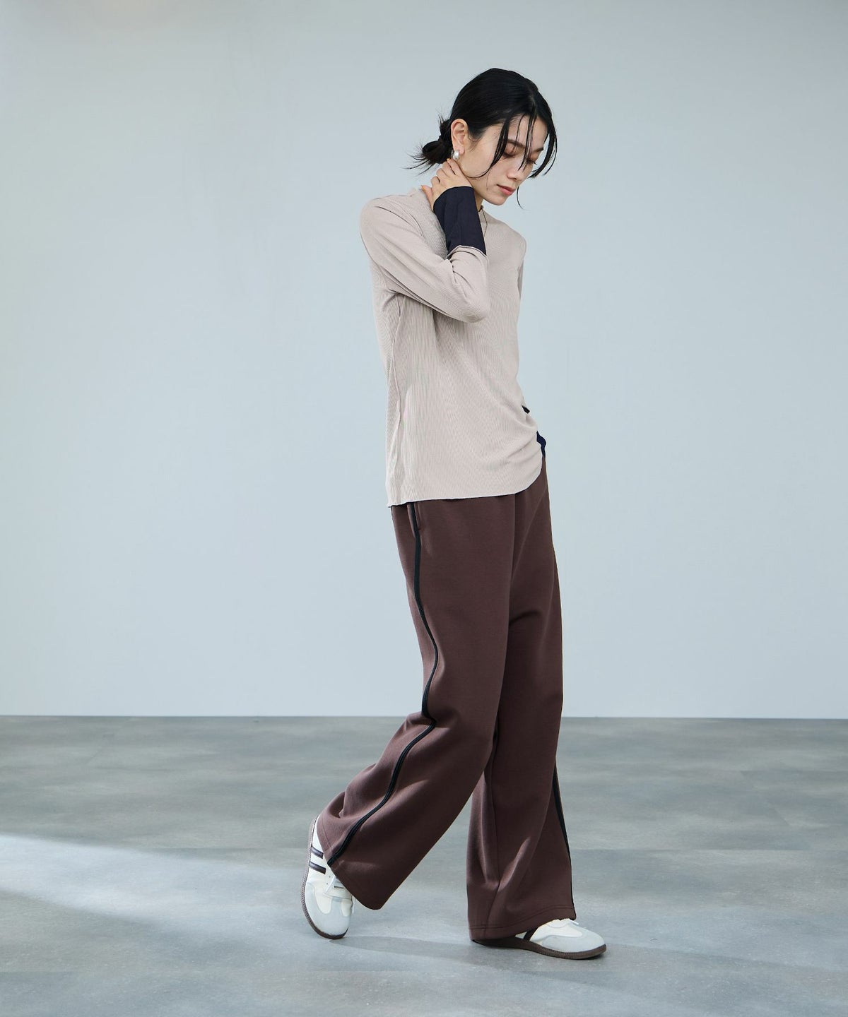 milli de l'air 配色カフプリーツカットソー レディース メール便 対応商品