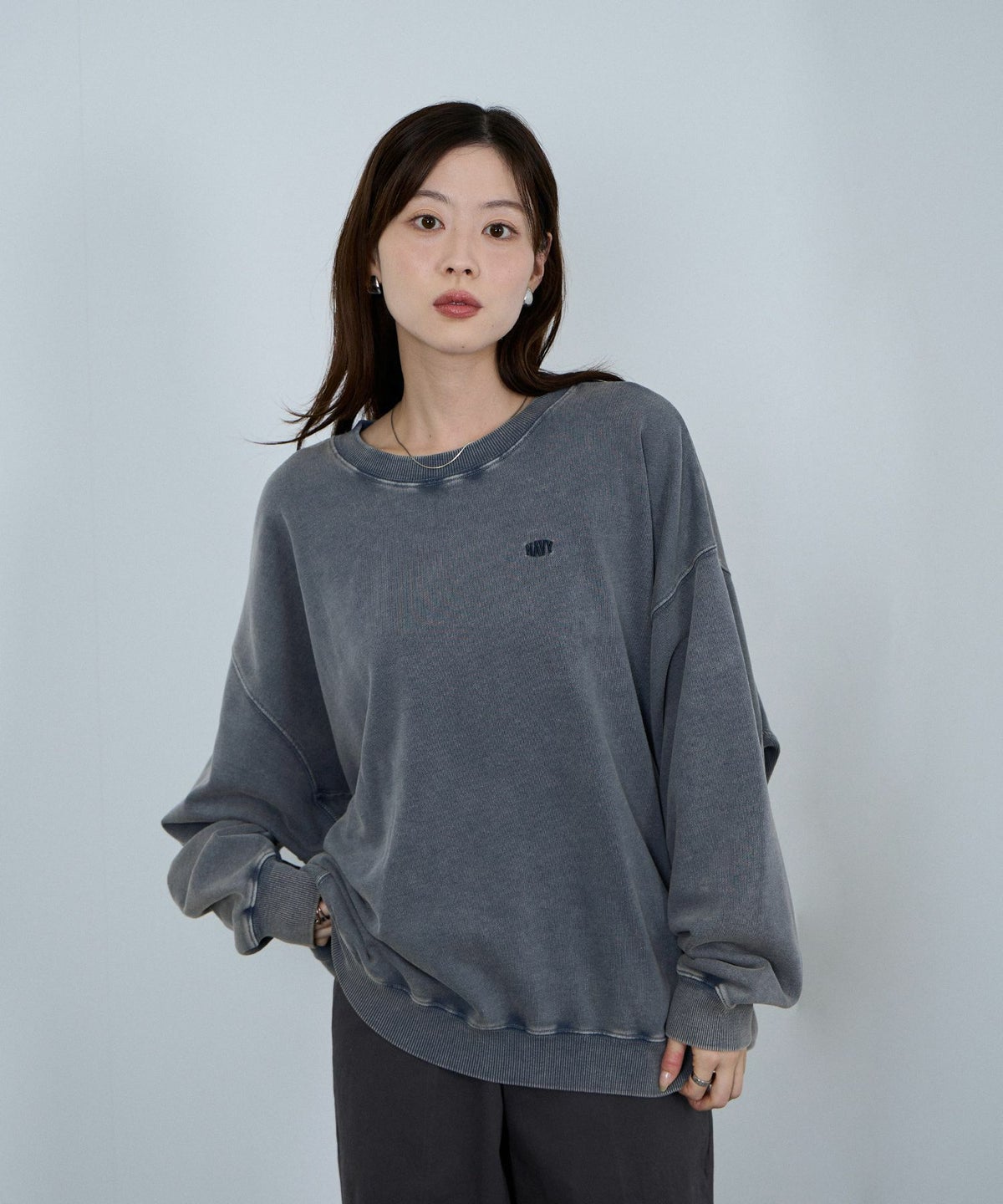 nAvy ヘビーウェイト裏毛アシッド加工スウェット レディース