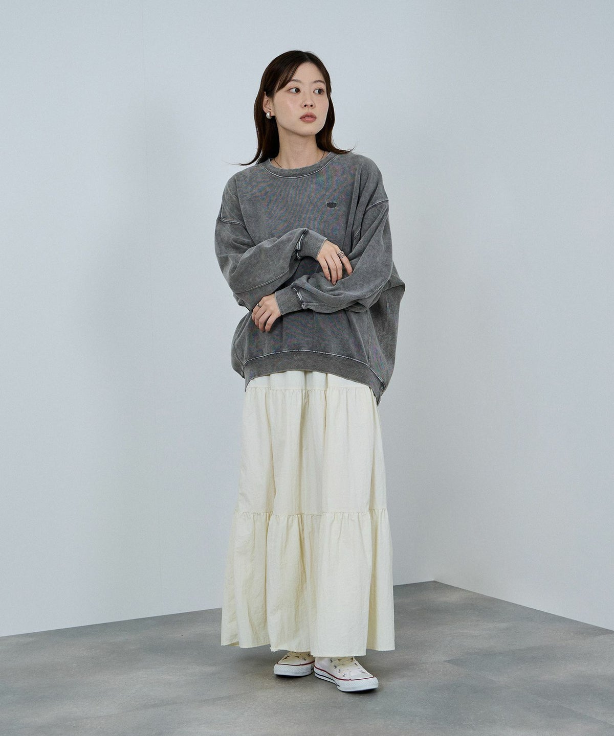 nAvy ヘビーウェイト裏毛アシッド加工スウェット レディース