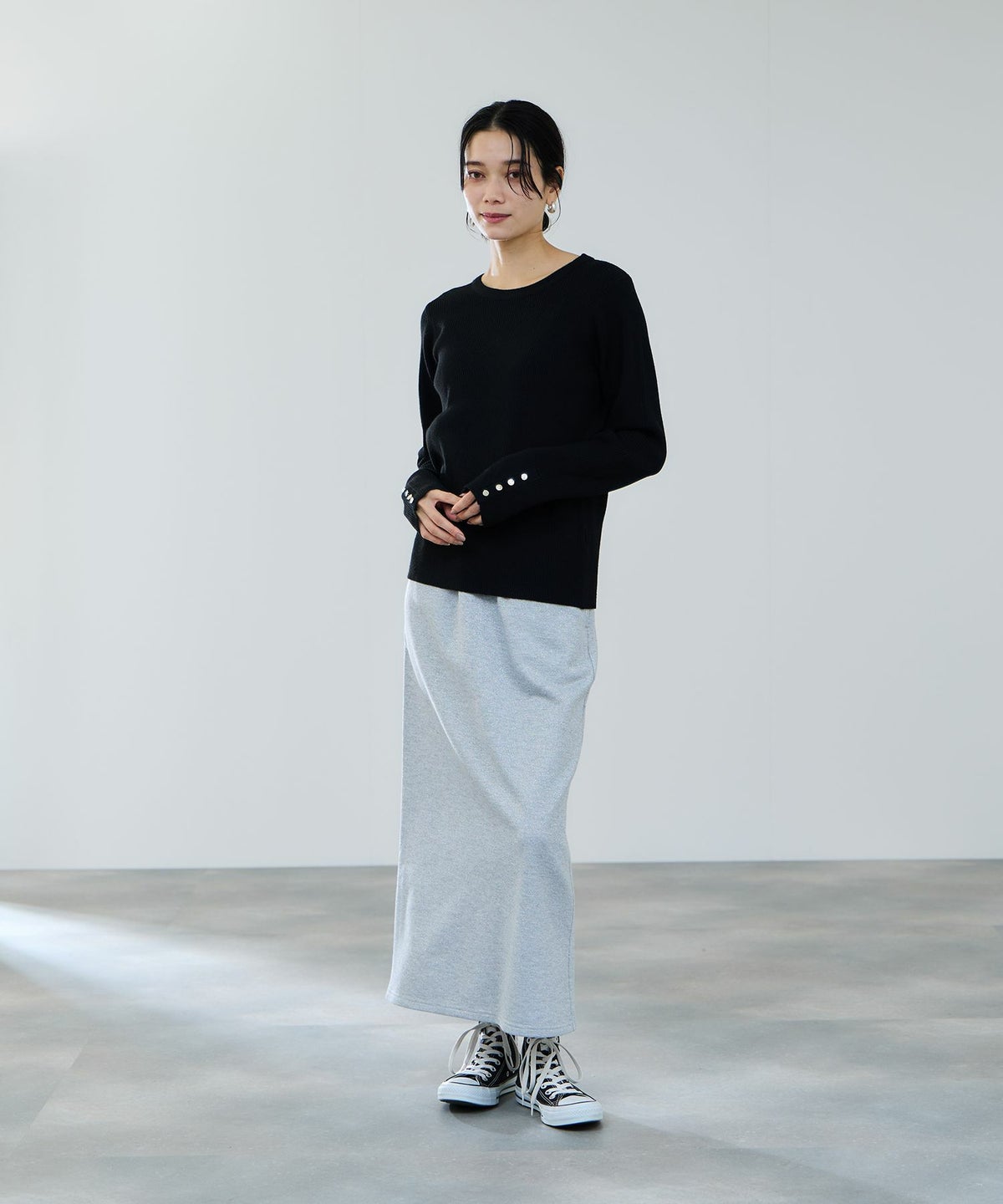 milli de l'air ComfEase ボタンスリーブニット レディース