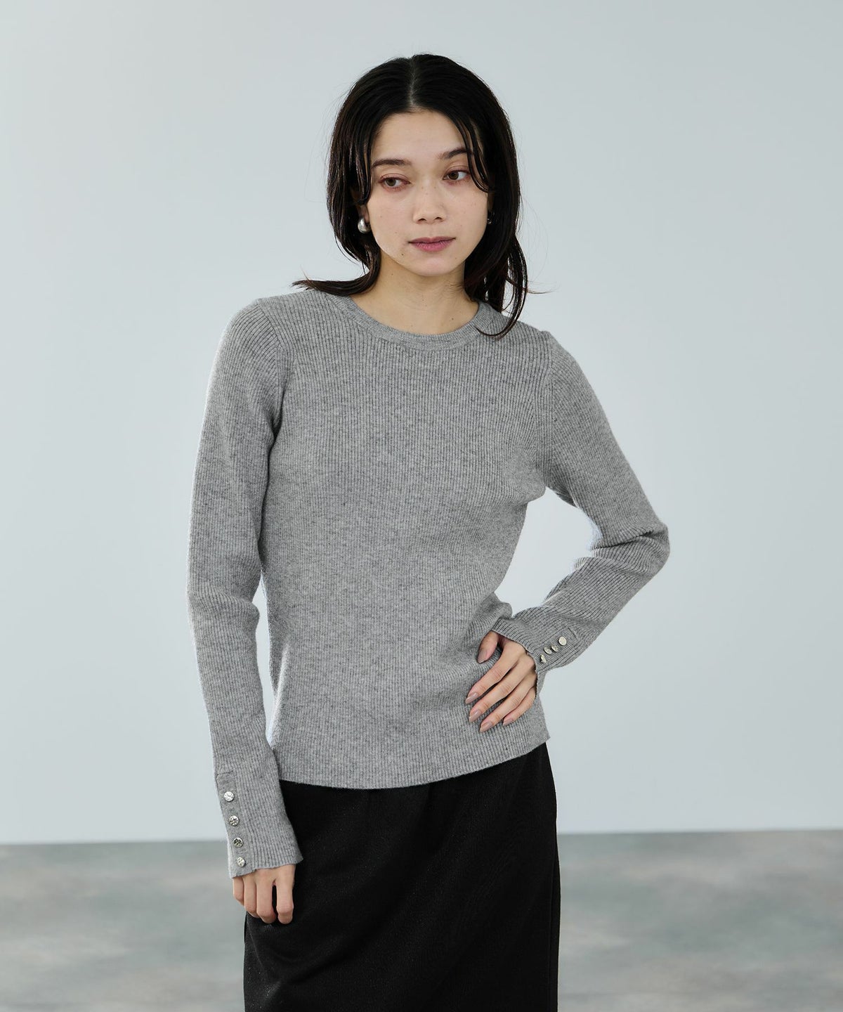 milli de l'air ComfEase ボタンスリーブニット レディース