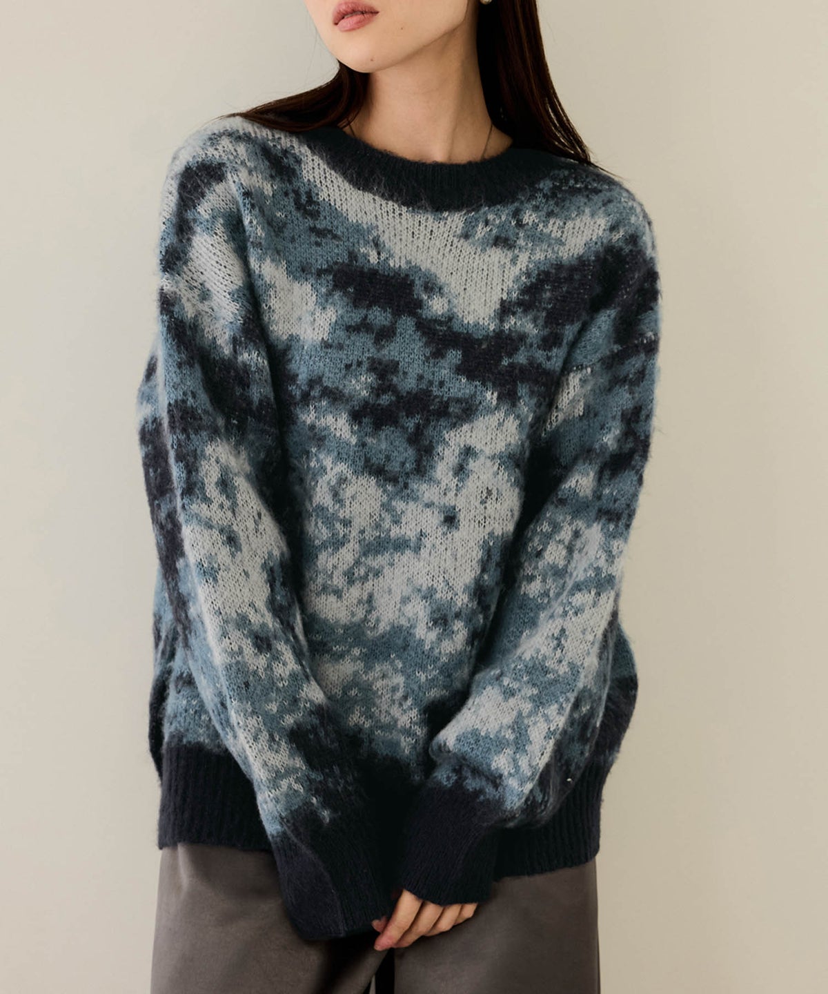 nAvy モヘヤタッチマーブルニット レディース