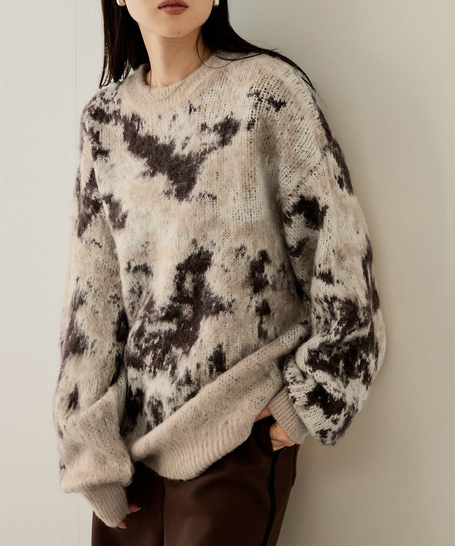 nAvy モヘヤタッチマーブルニット レディース