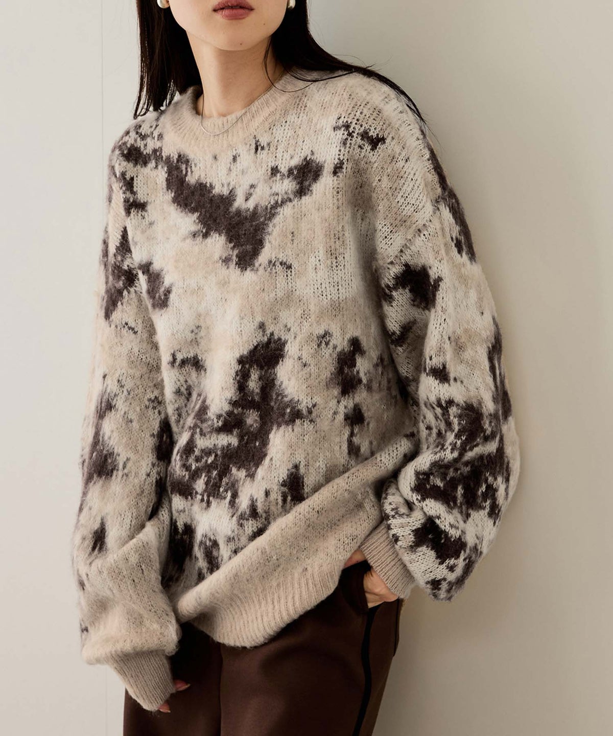 nAvy モヘヤタッチマーブルニット レディース
