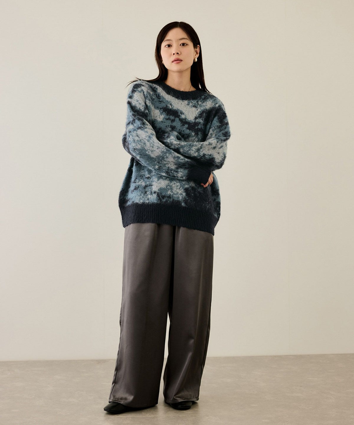 nAvy モヘヤタッチマーブルニット レディース