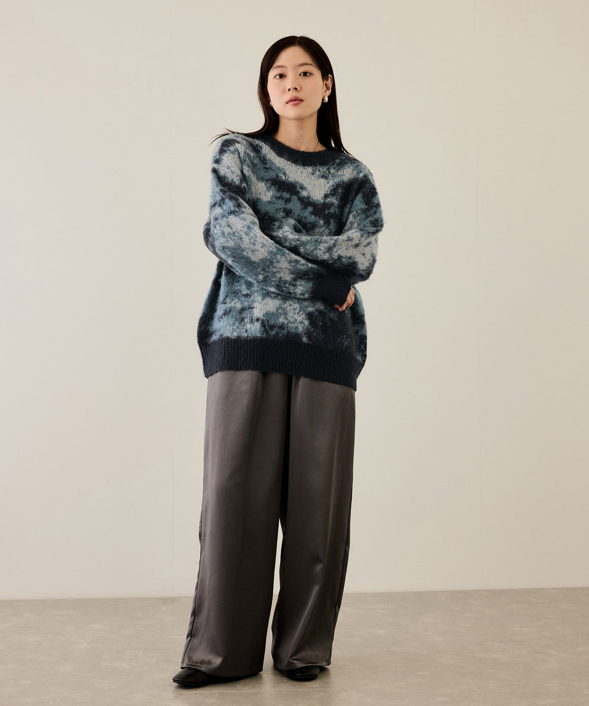 nAvy モヘヤタッチマーブルニット レディース