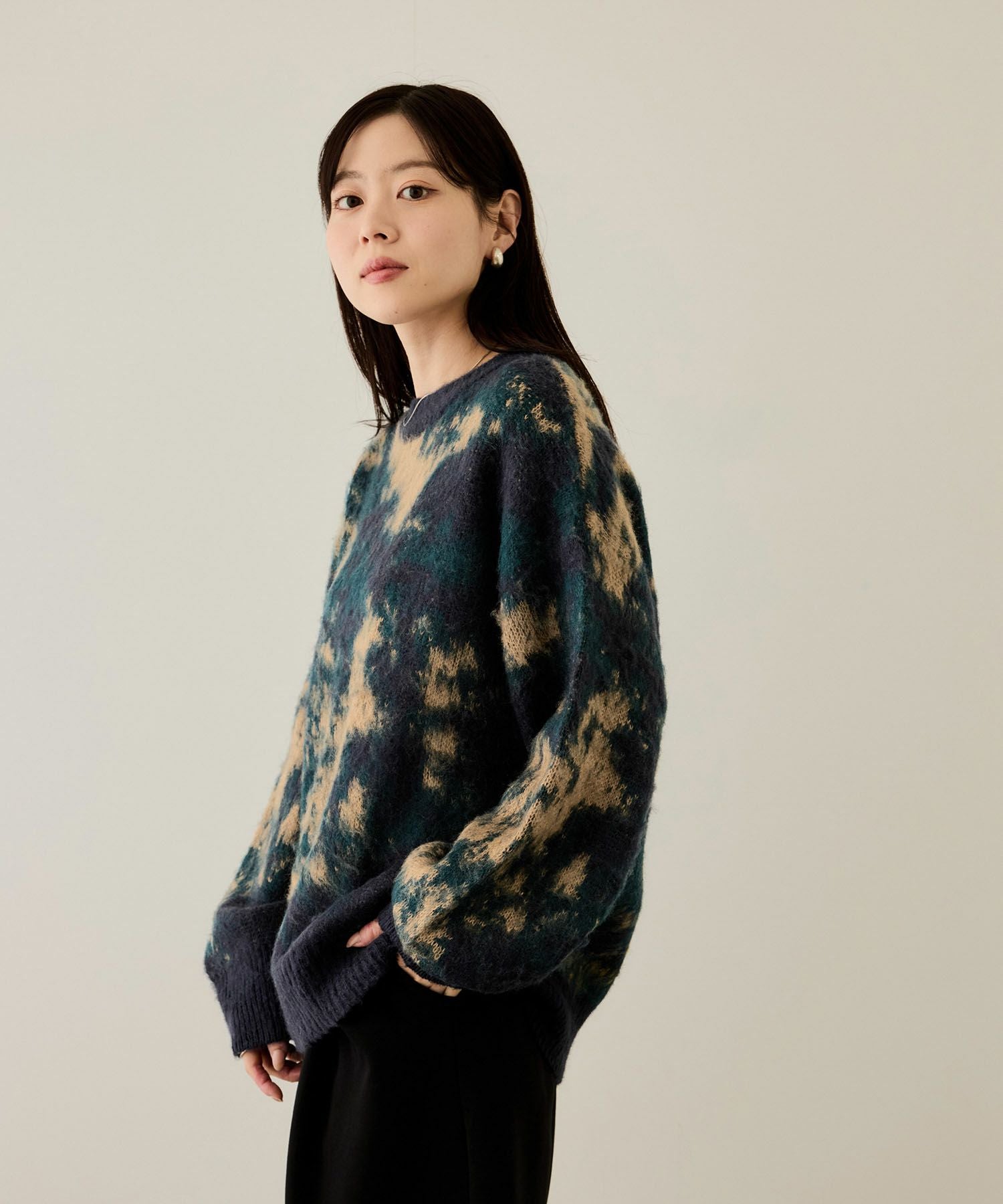 nAvy モヘヤタッチマーブルニット レディース