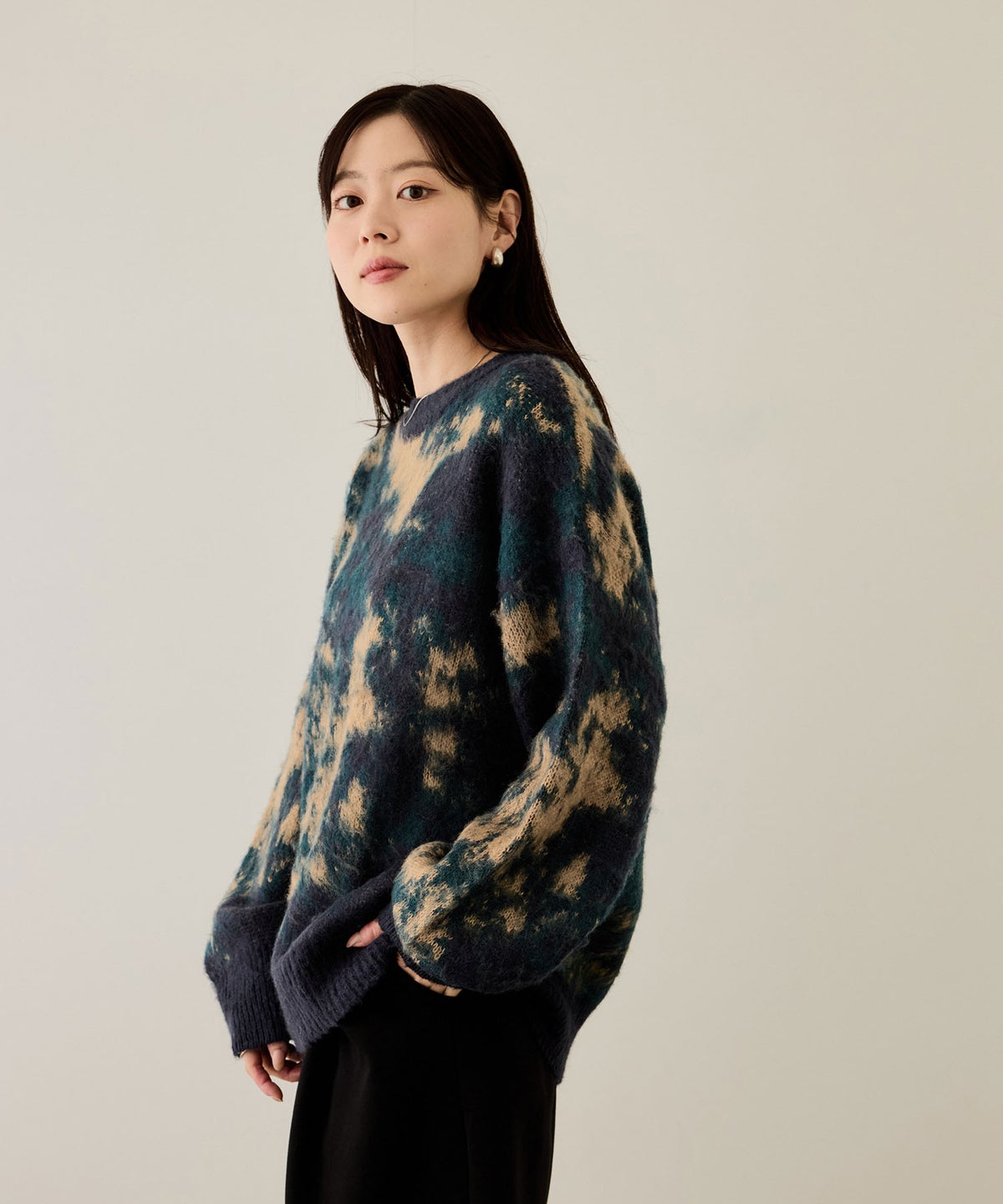 nAvy モヘヤタッチマーブルニット レディース
