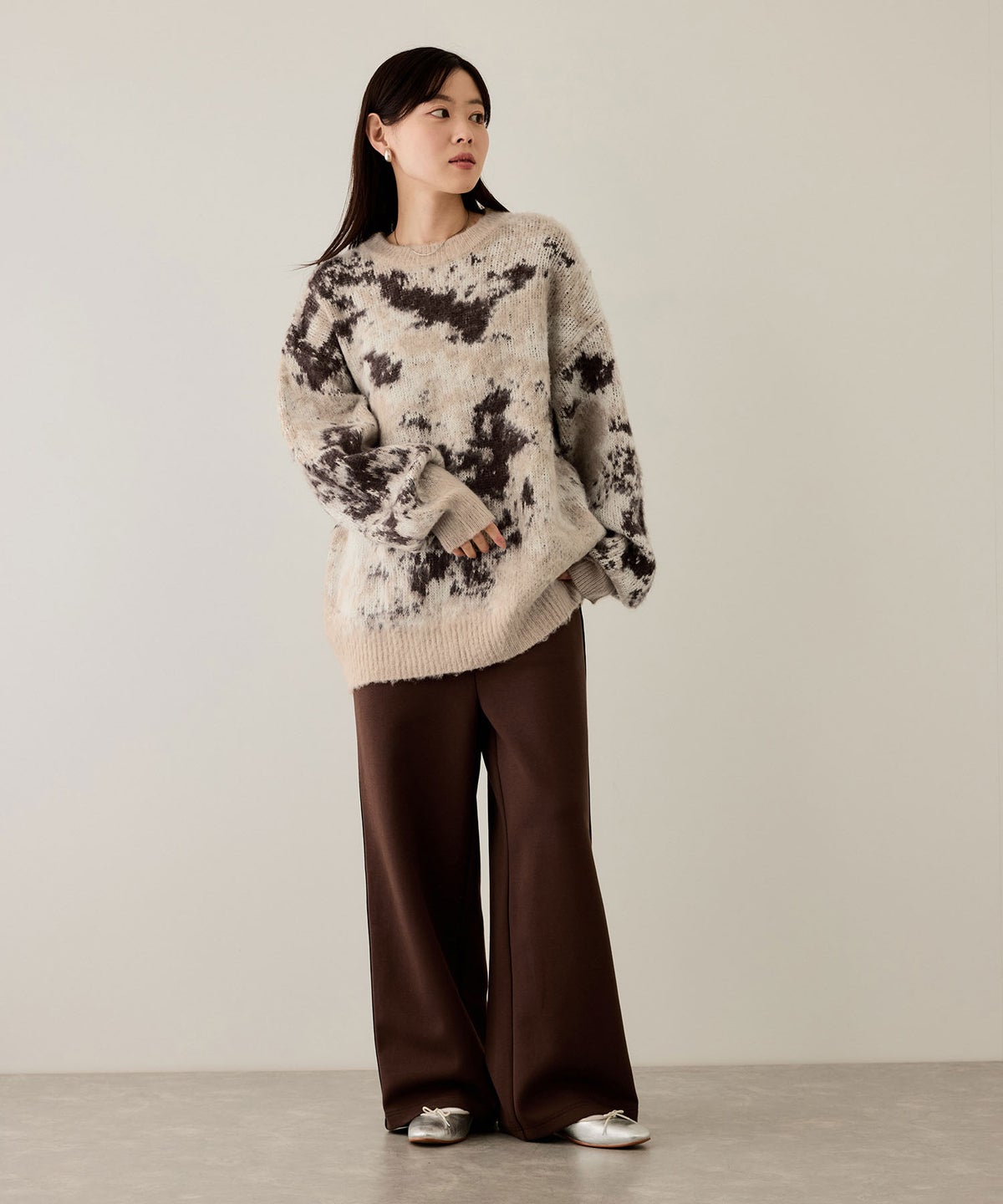 nAvy モヘヤタッチマーブルニット レディース