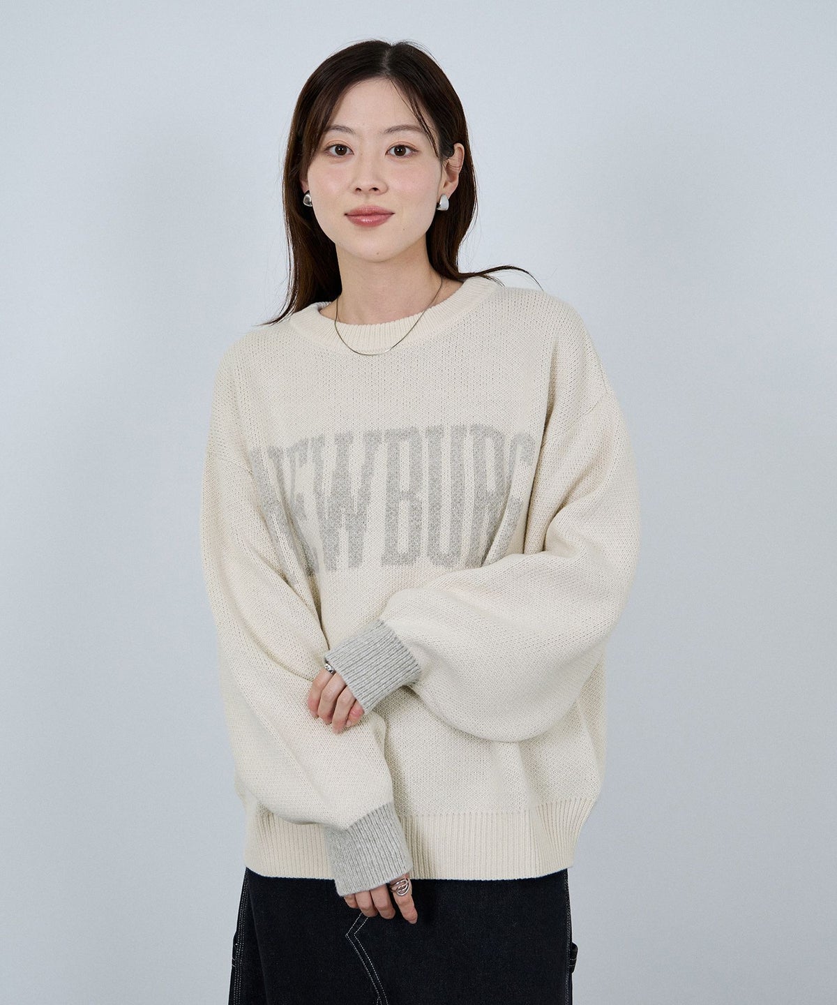 nAvy ロゴジャガードワイドニット レディース