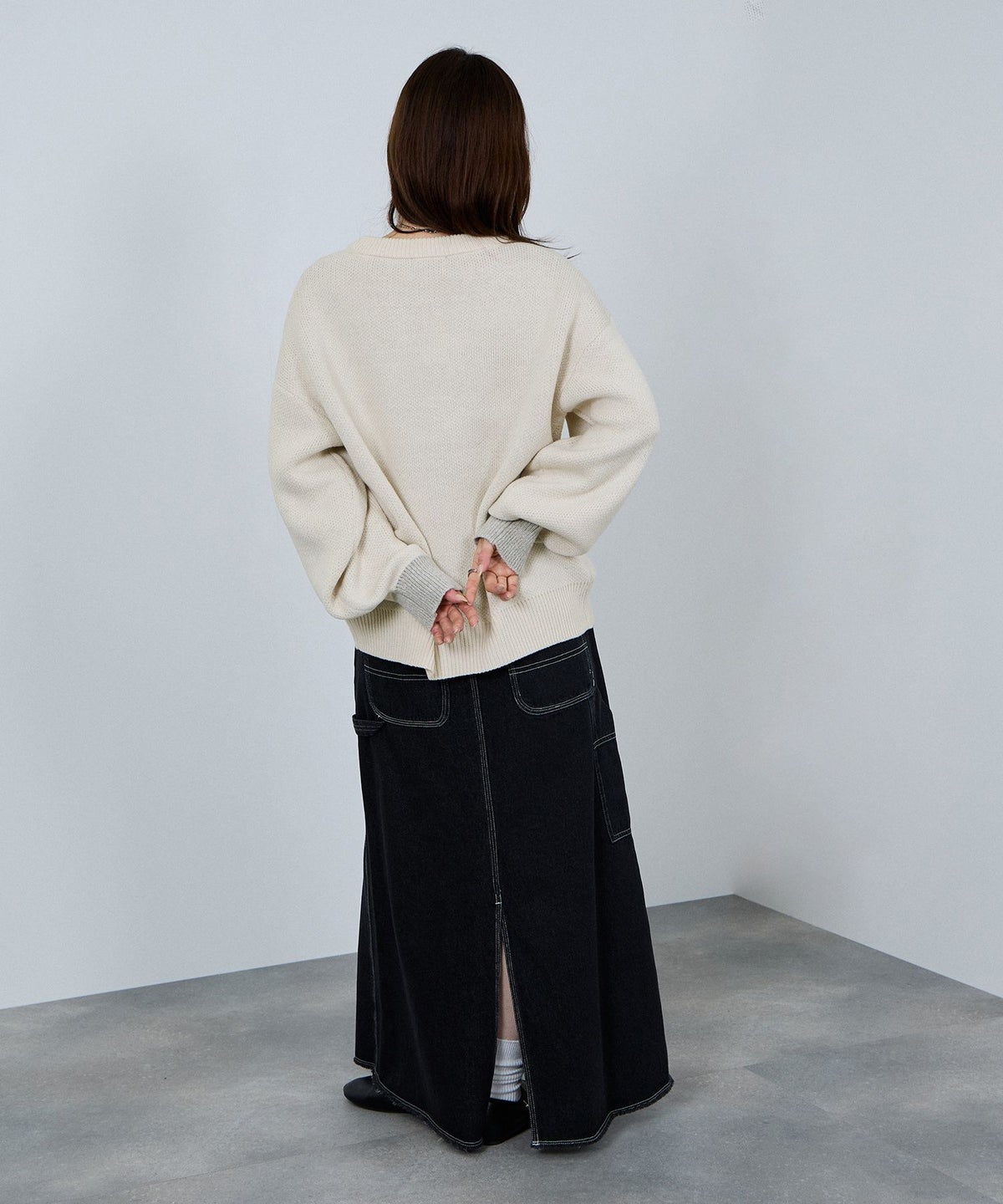 nAvy ロゴジャガードワイドニット レディース