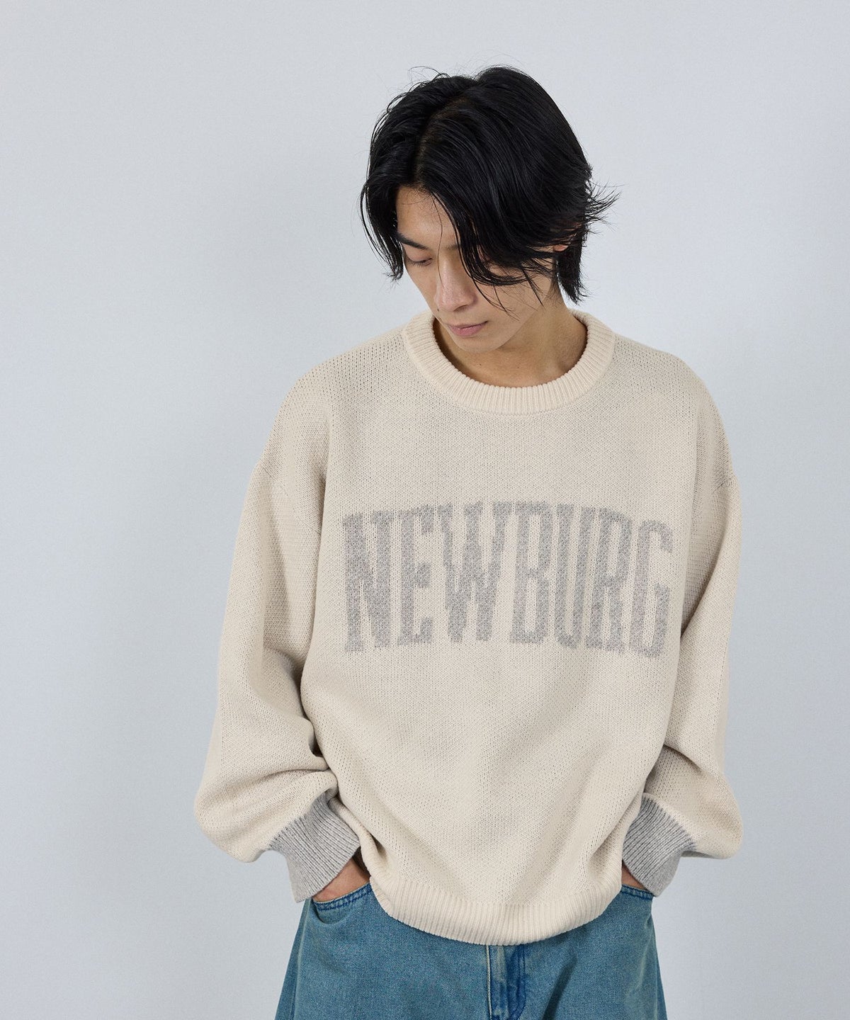 nAvy ロゴジャガードワイドニット レディース