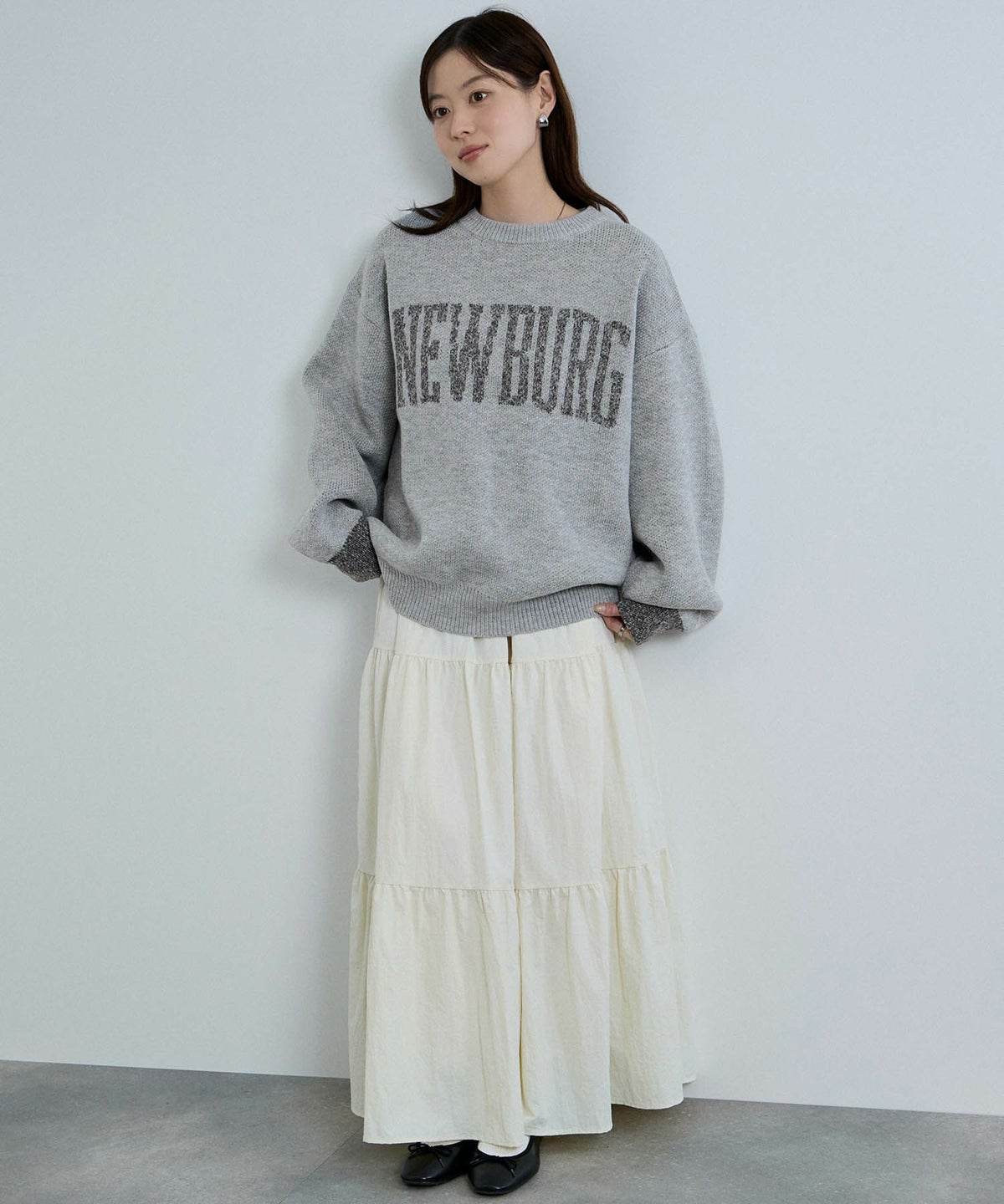 nAvy ロゴジャガードワイドニット レディース