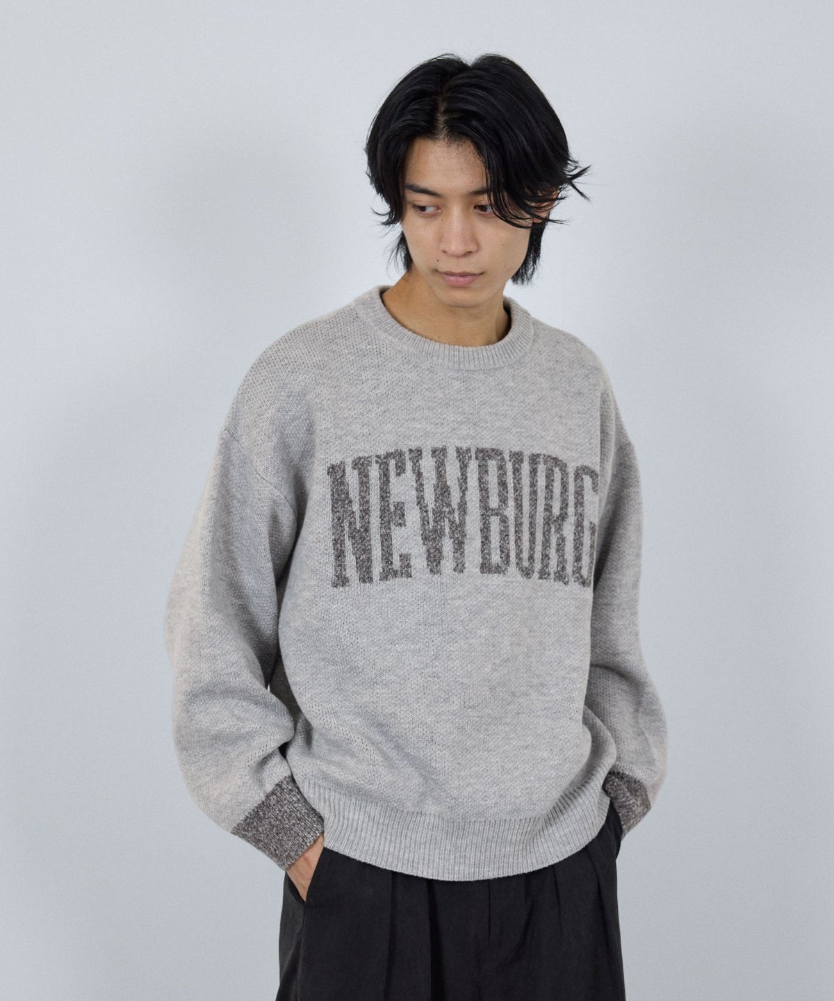 nAvy ロゴジャガードワイドニット レディース