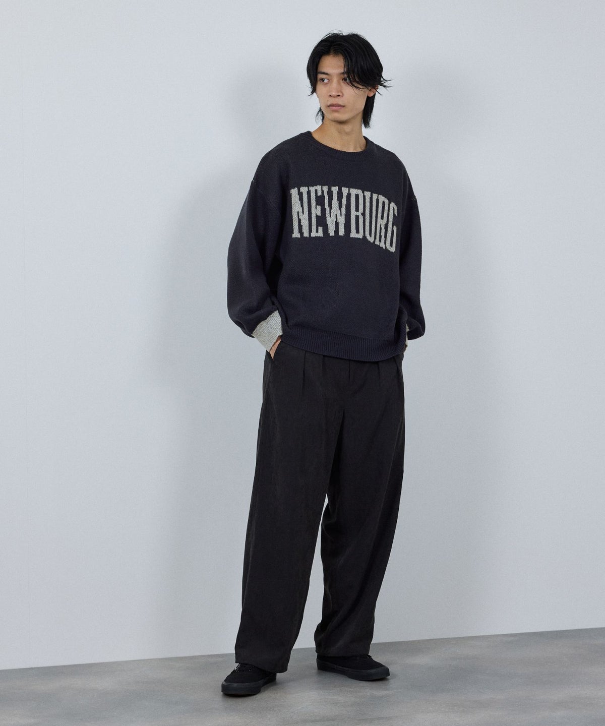 nAvy ロゴジャガードワイドニット レディース