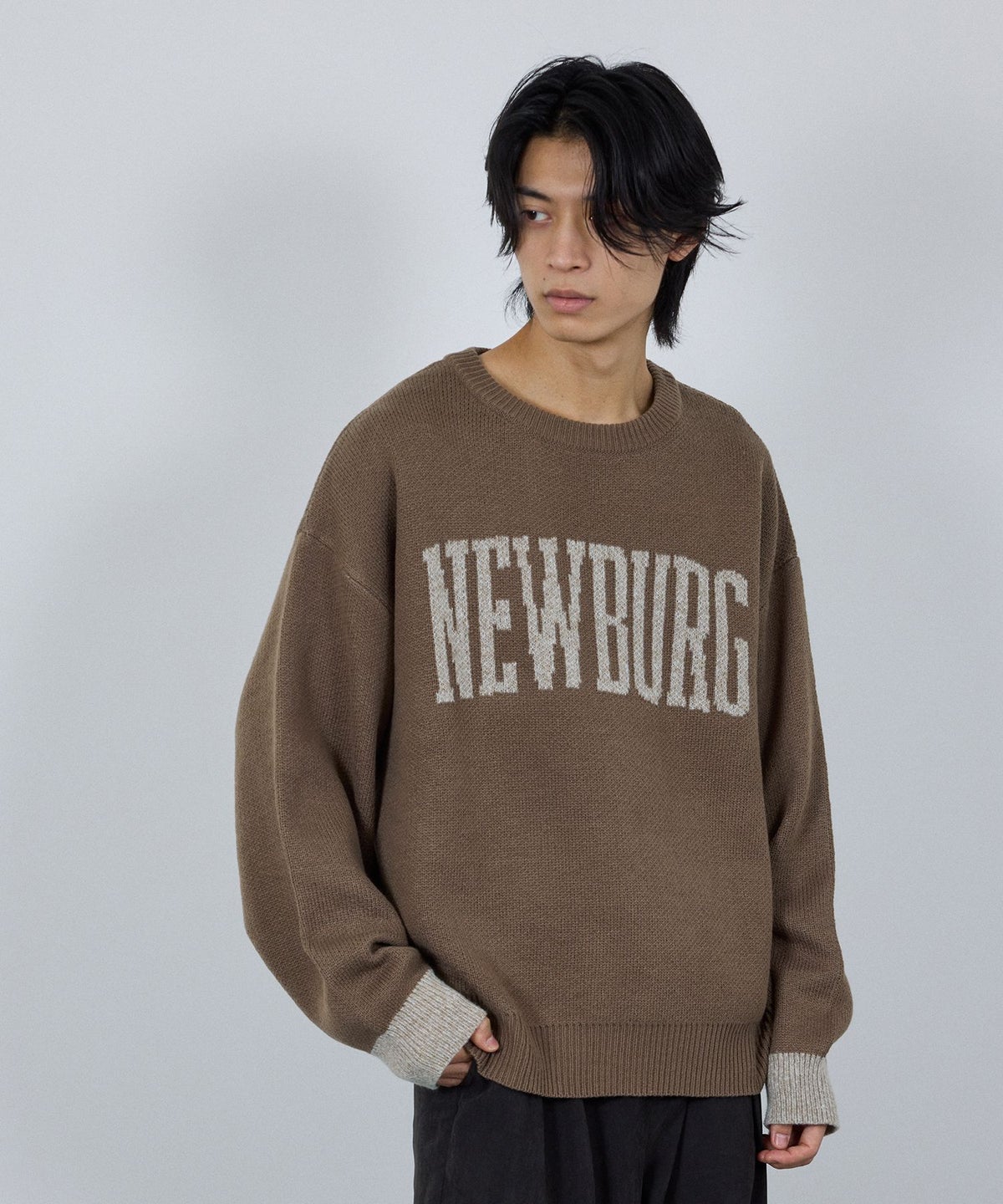 nAvy ロゴジャガードワイドニット レディース