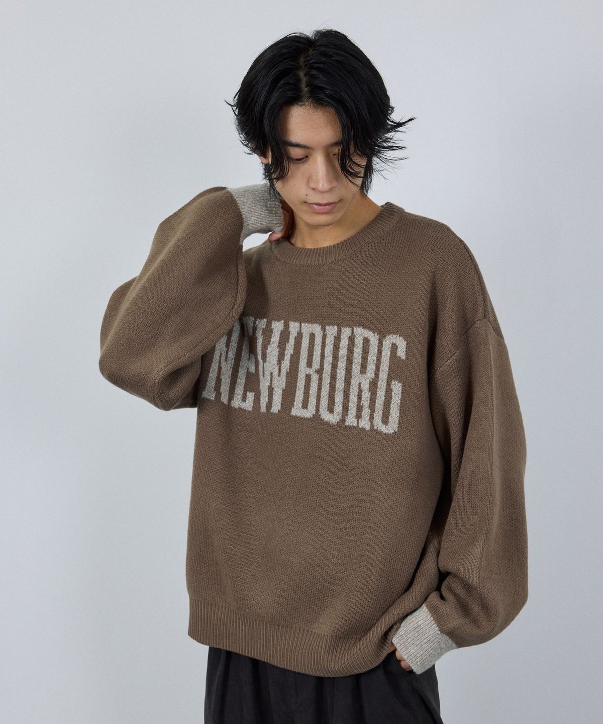 nAvy ロゴジャガードワイドニット レディース