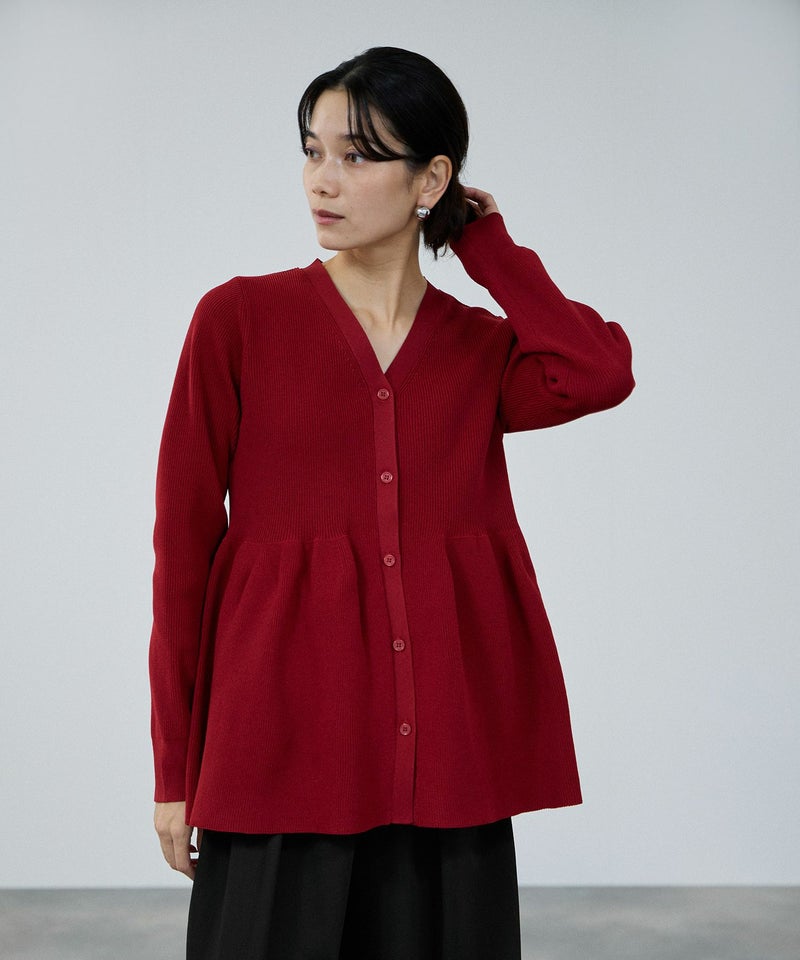 [期間限定knit]milli de l'air ソフトレッチペプラムカーディガン レディース商品画像-2