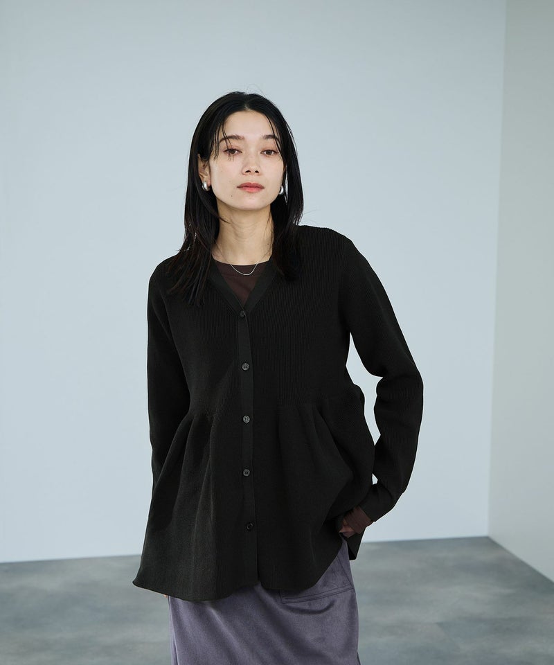 milli de l'air ソフトレッチペプラムカーディガン レディース商品画像-3