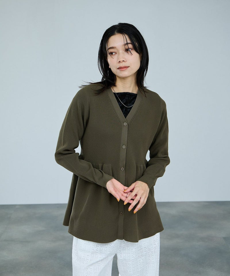 milli de l'air ソフトレッチペプラムカーディガン レディース商品画像-4