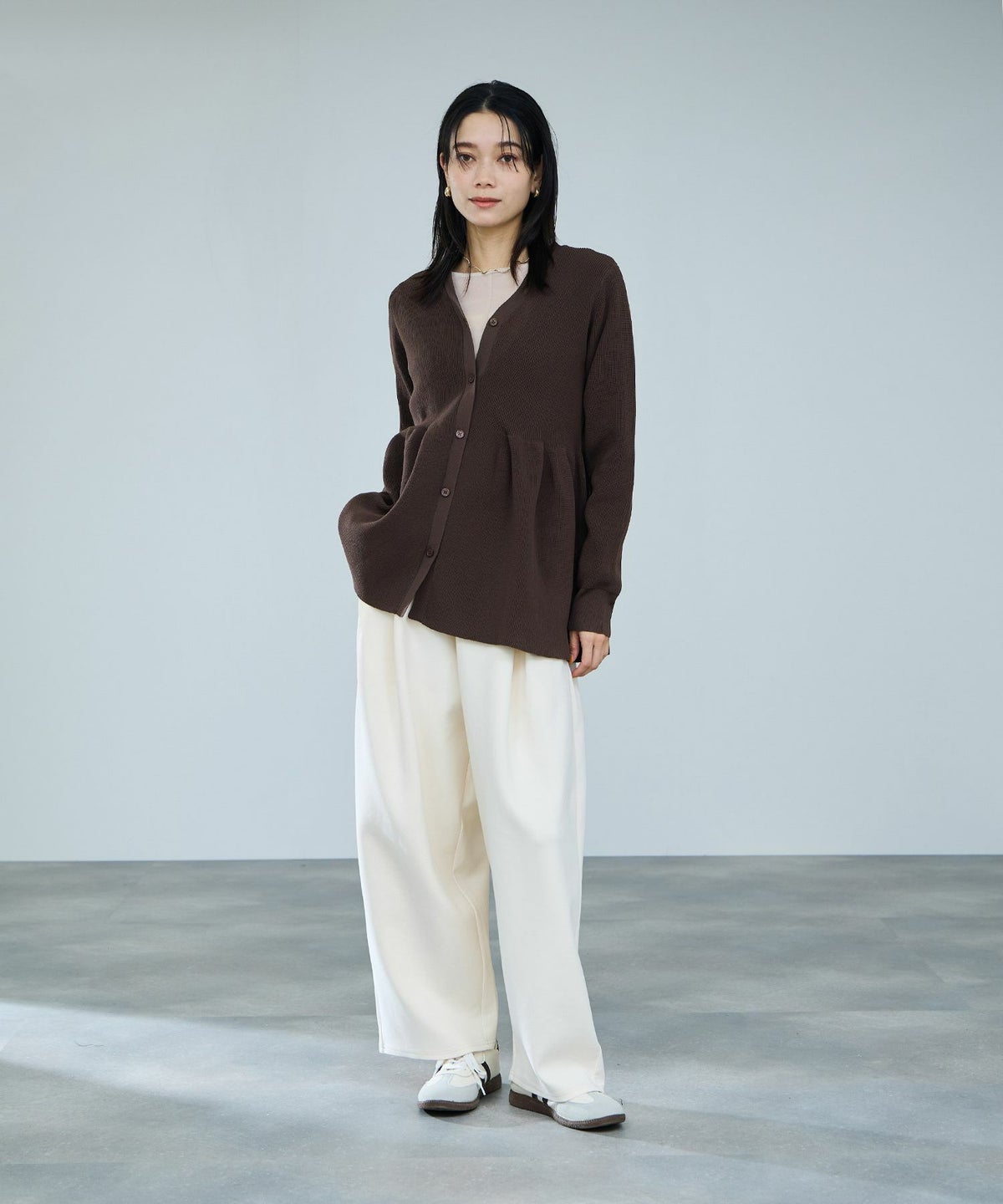 milli de l'air ソフトレッチペプラムカーディガン レディース