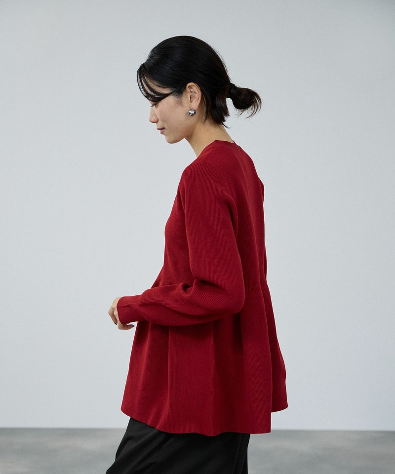 [期間限定knit]milli de l'air ソフトレッチペプラムカーディガン レディース商品画像-8