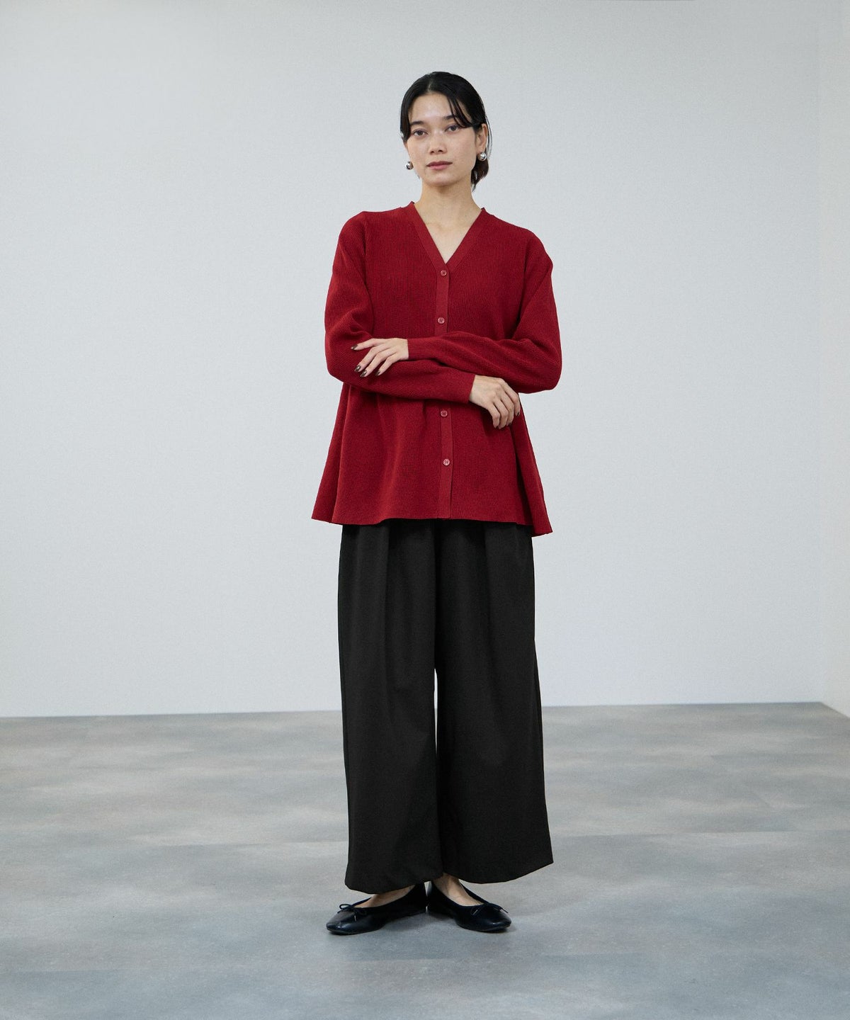 milli de l'air ソフトレッチペプラムカーディガン レディース